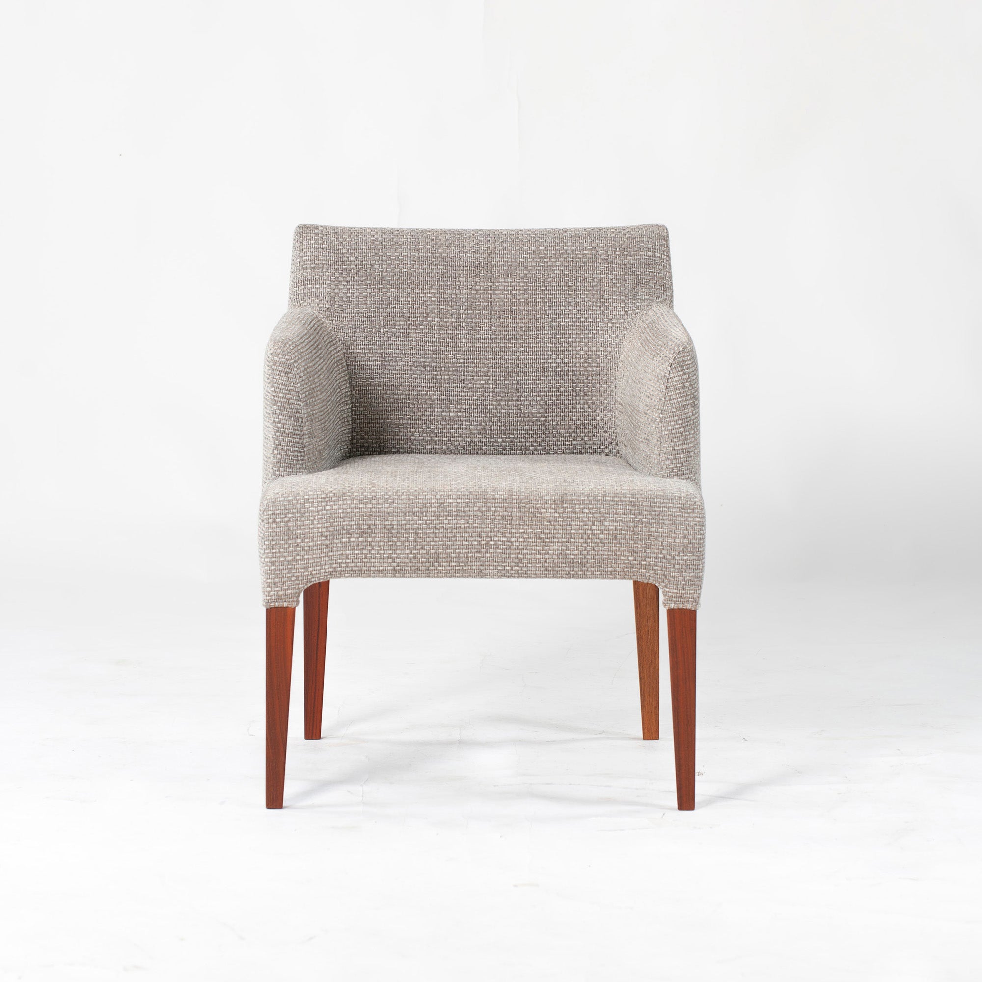 Ritzwell C-LINE armchair, walnut (3), oil-finished with fabric upholstery, simple Scandinavian modern design.