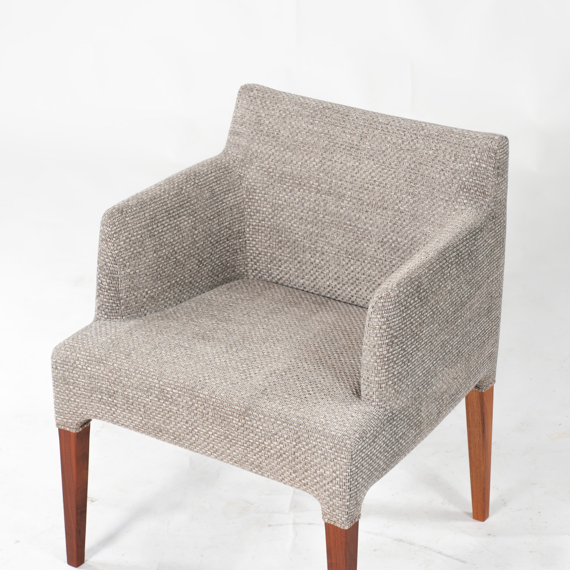 Ritzwell C-LINE armchair, walnut (3), oil-finished with fabric upholstery, simple Scandinavian modern design.