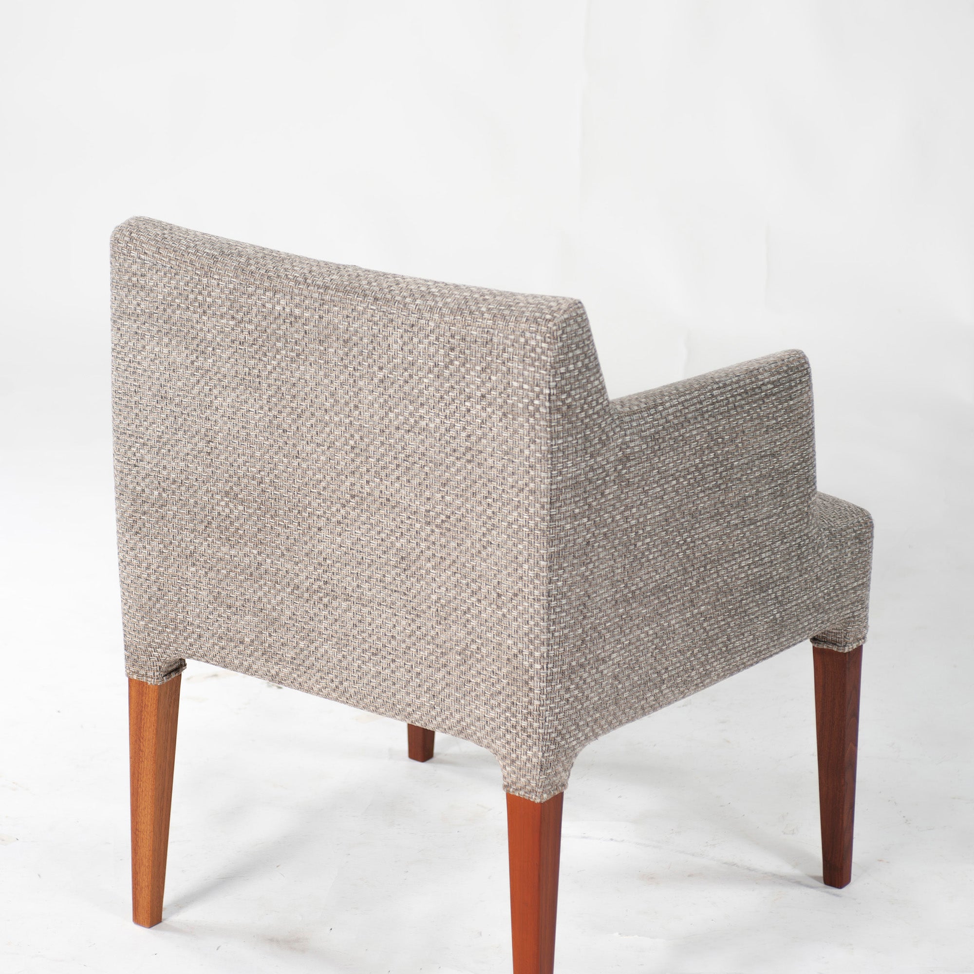 Ritzwell C-LINE armchair, walnut (3), oil-finished with fabric upholstery, simple Scandinavian modern design.
