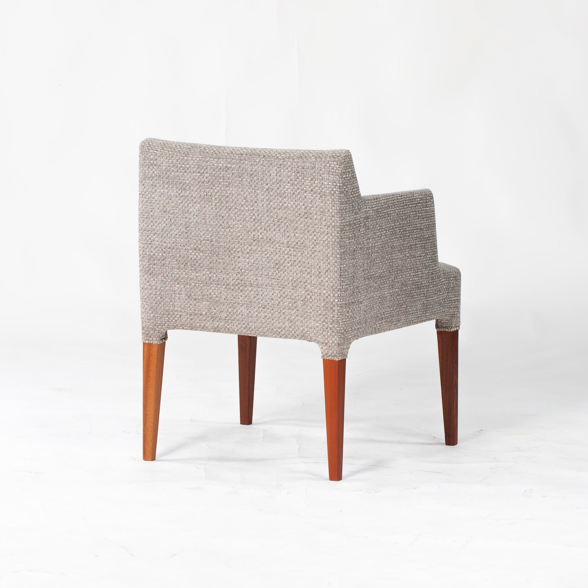 Ritzwell C-LINE armchair, walnut (3), oil-finished with fabric upholstery, simple Scandinavian modern design.