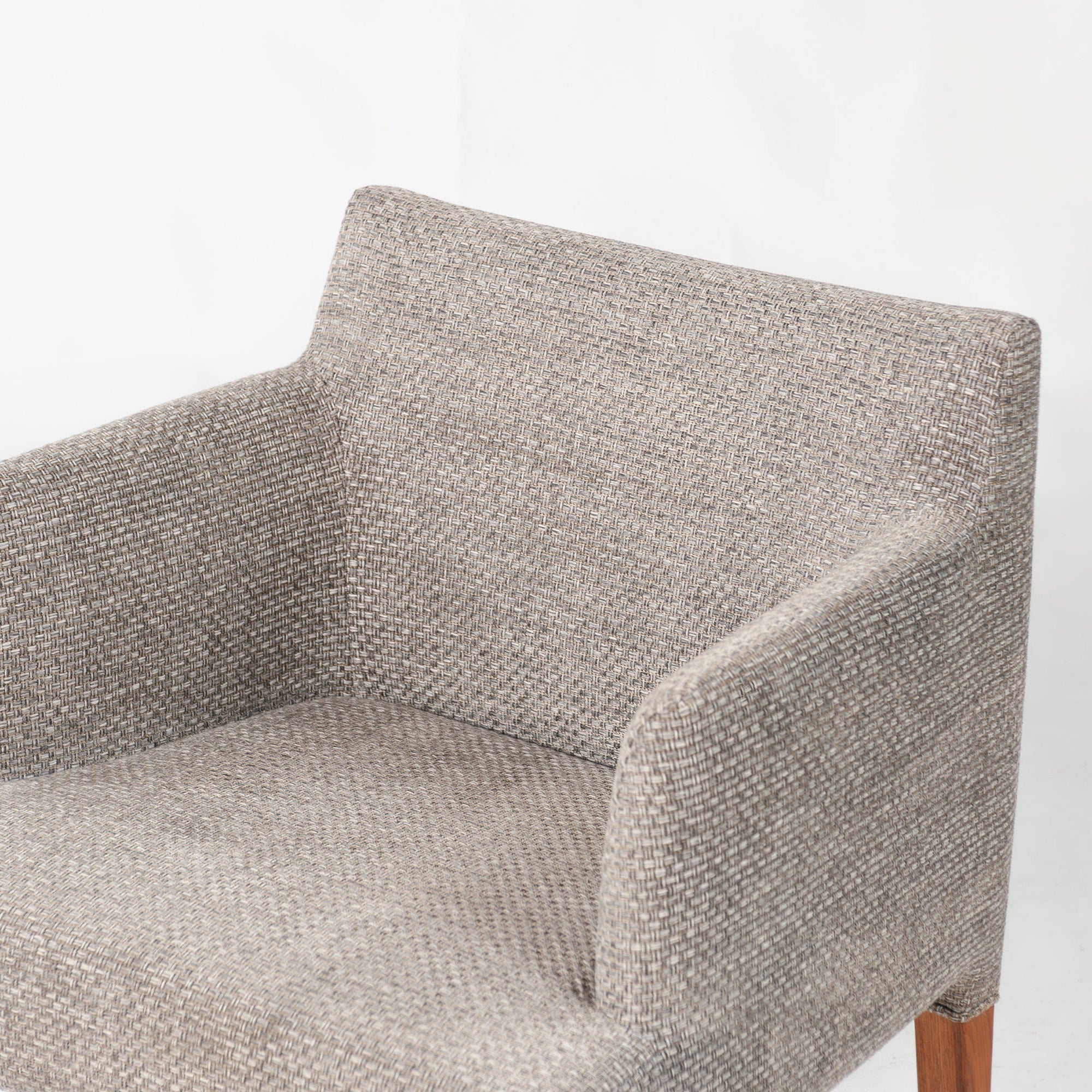 Ritzwell C-LINE armchair, walnut (3), oil-finished with fabric upholstery, simple Scandinavian modern design.
