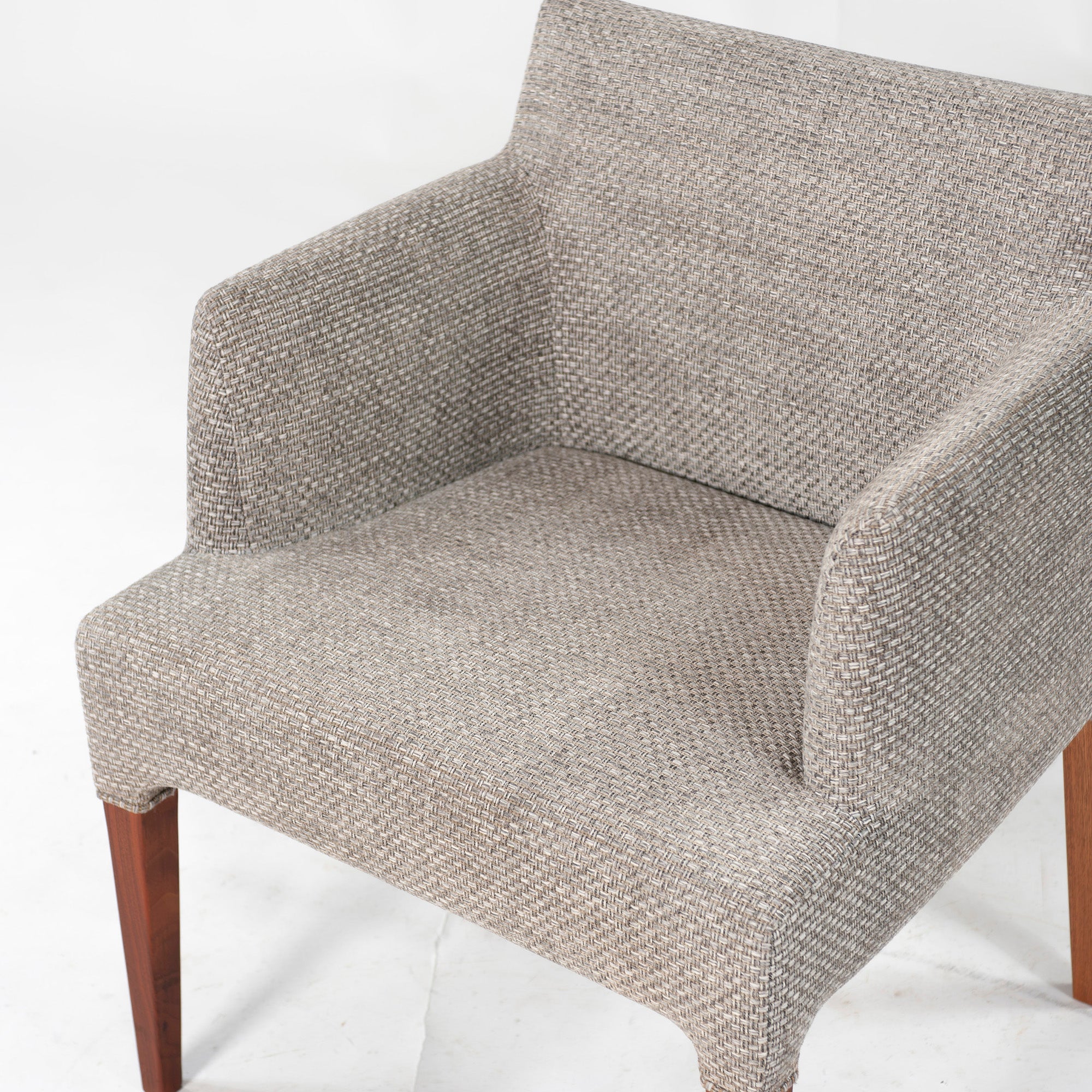 Ritzwell C-LINE armchair, walnut (3), oil-finished with fabric upholstery, simple Scandinavian modern design.