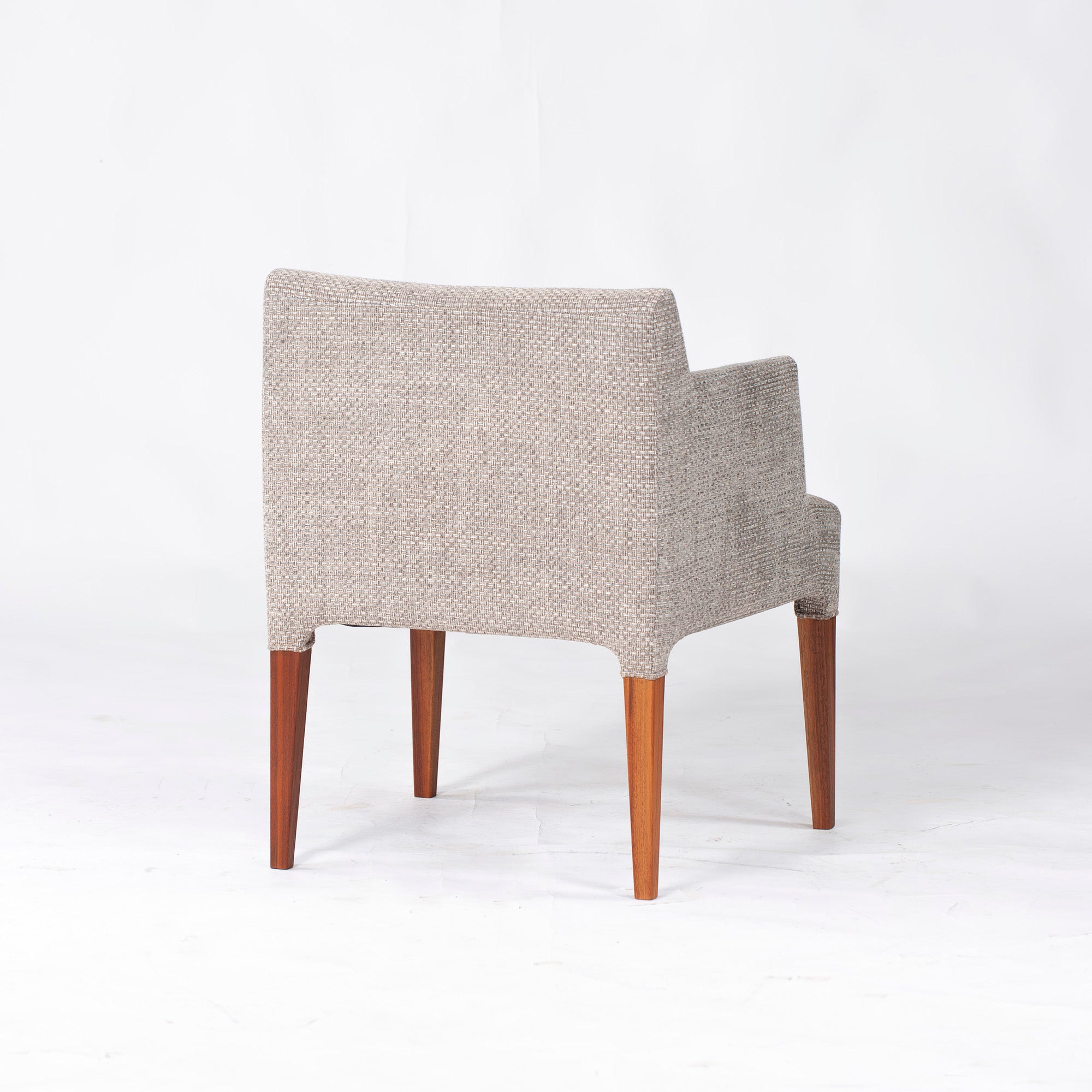 Ritzwell C-LINE armchair, walnut (5), oil-finished with fabric upholstery, simple Scandinavian modern design.