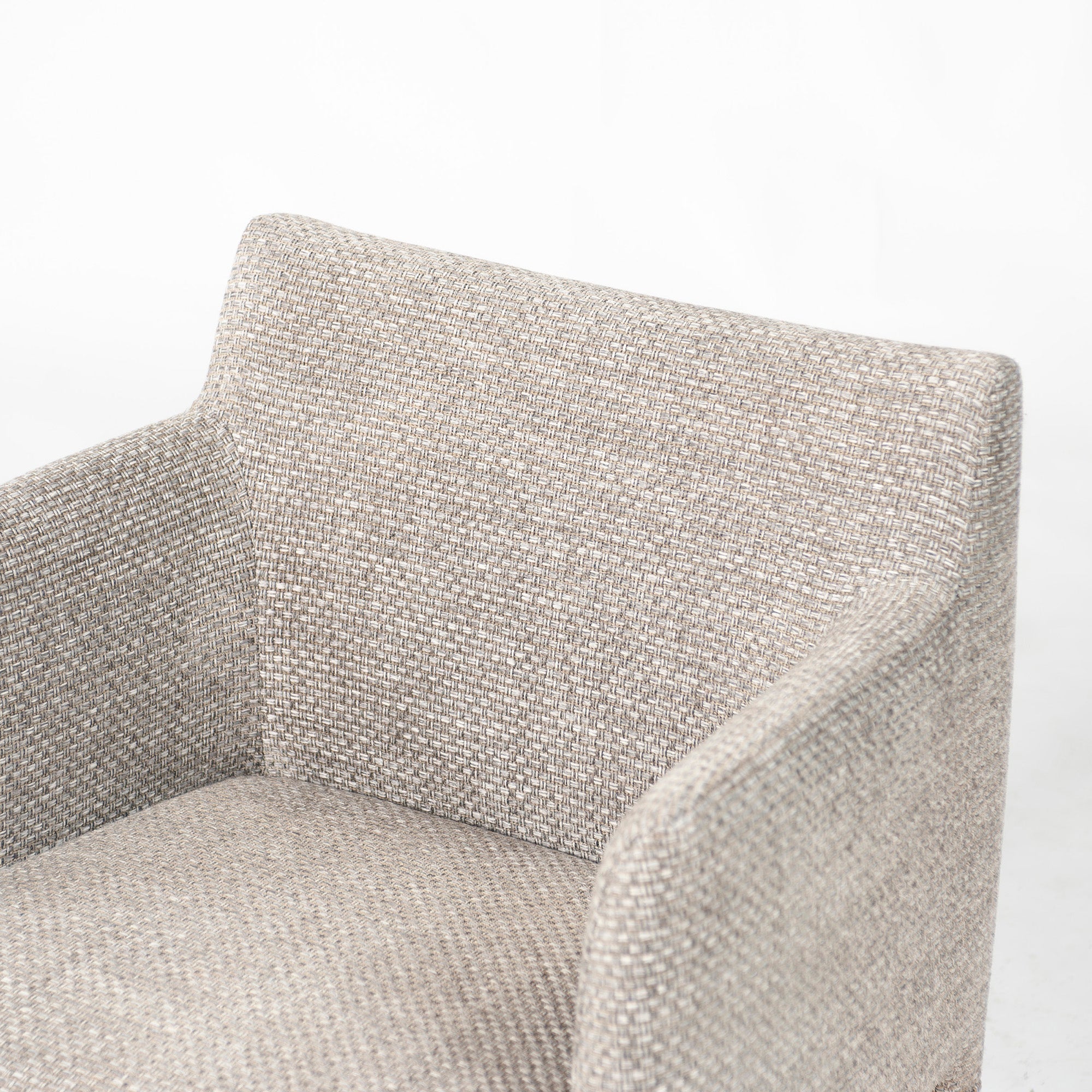Ritzwell C-LINE armchair, walnut (5), oil-finished with fabric upholstery, simple Scandinavian modern design.