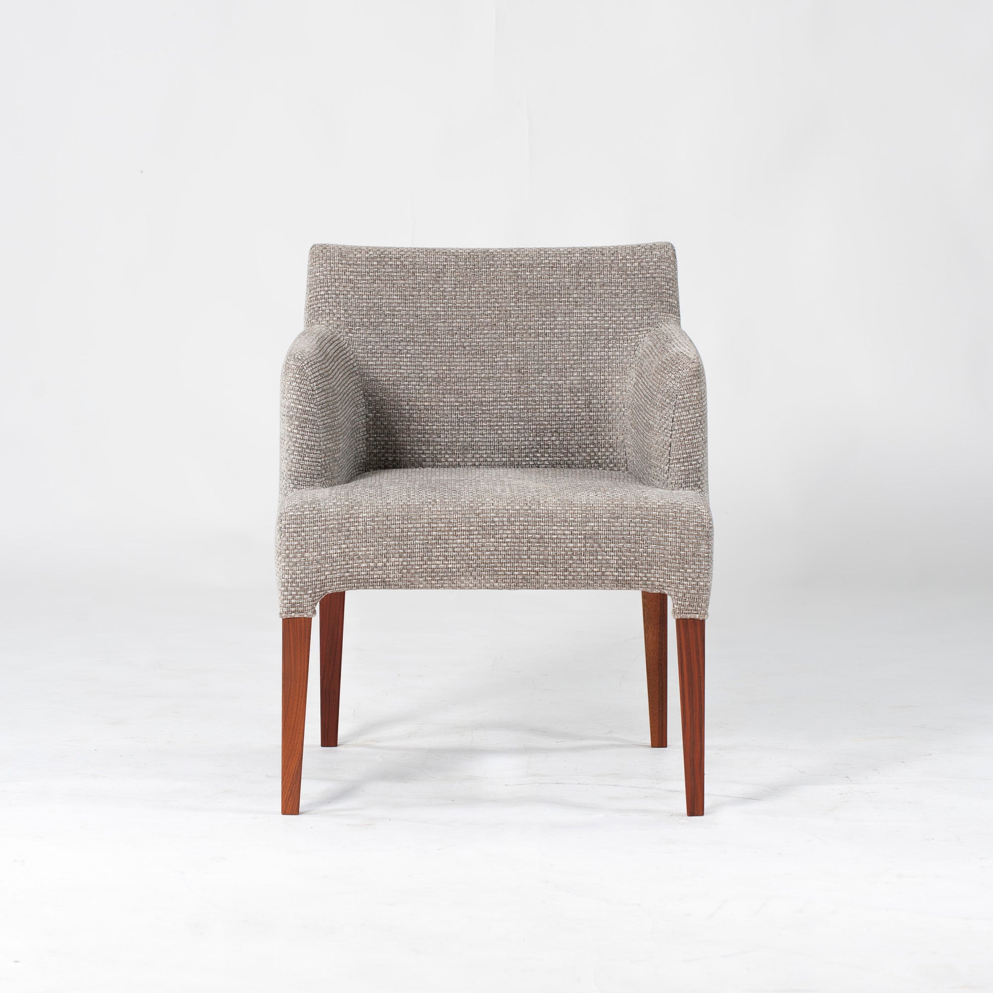 Ritzwell C-LINE armchair, walnut (6), oil-finished with fabric upholstery. Simple, Scandinavian modern design.