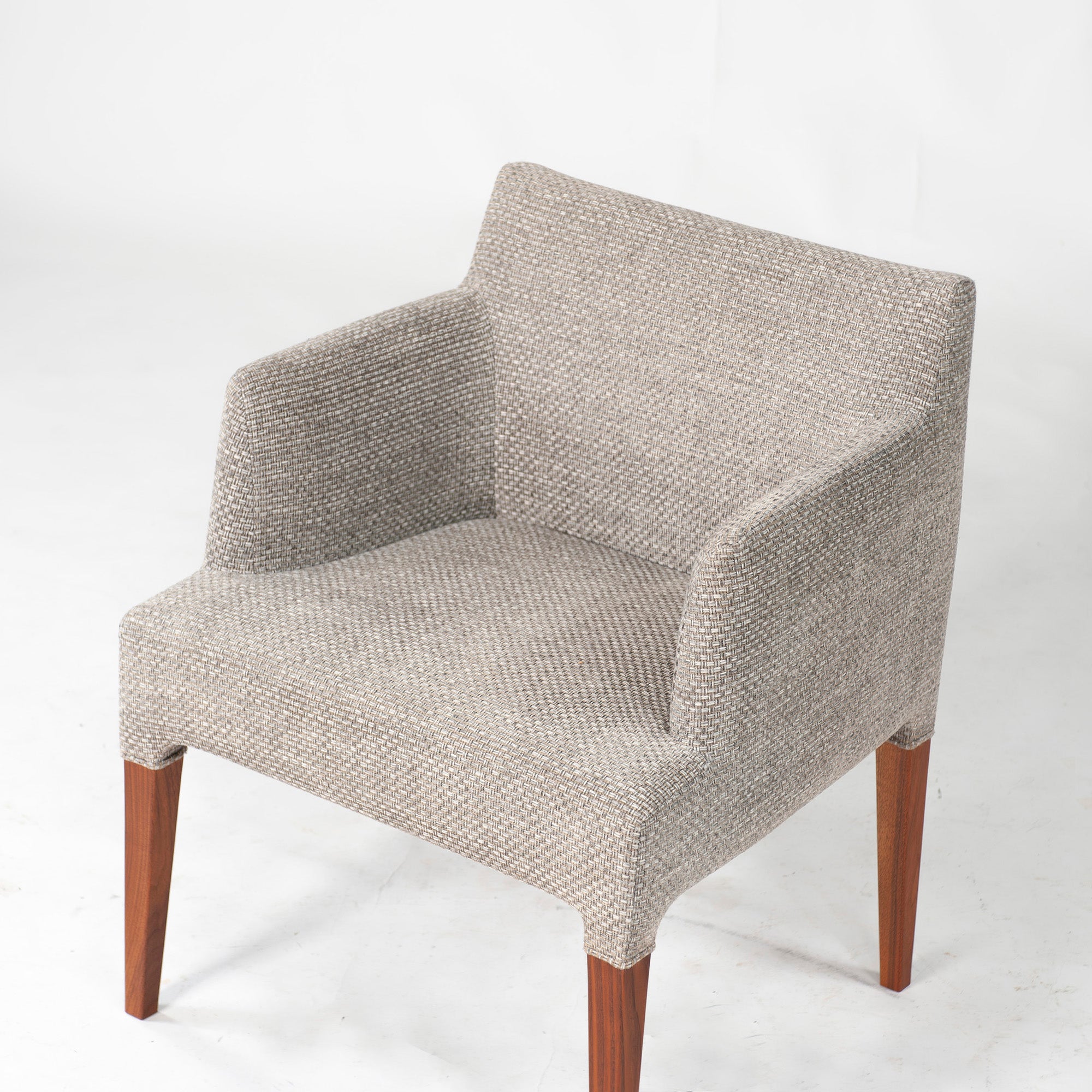 Ritzwell C-LINE armchair, walnut (6), oil-finished with fabric upholstery. Simple, Scandinavian modern design.