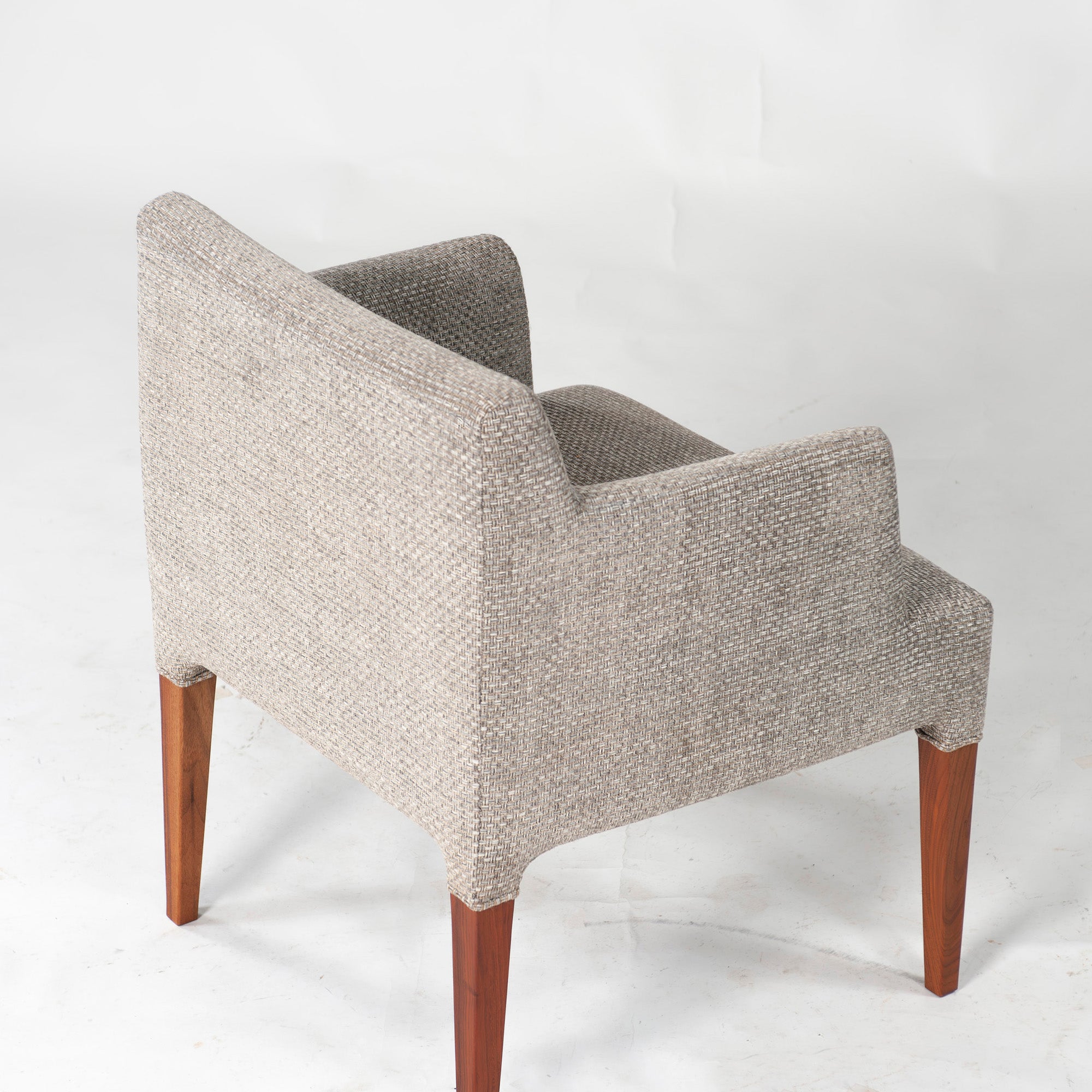 Ritzwell C-LINE armchair, walnut (6), oil-finished with fabric upholstery. Simple, Scandinavian modern design.