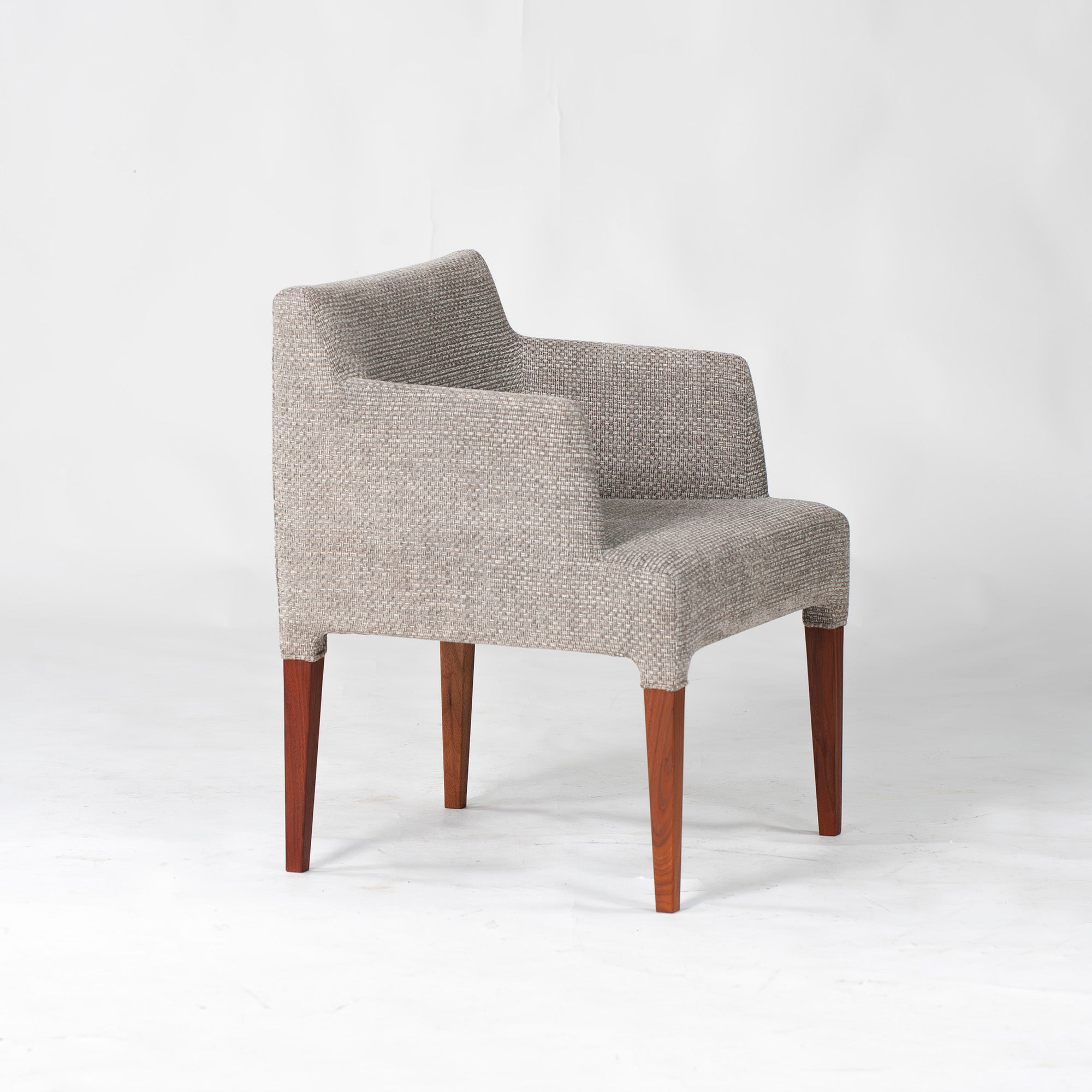 Ritzwell C-LINE armchair, walnut (6), oil-finished with fabric upholstery. Simple, Scandinavian modern design.