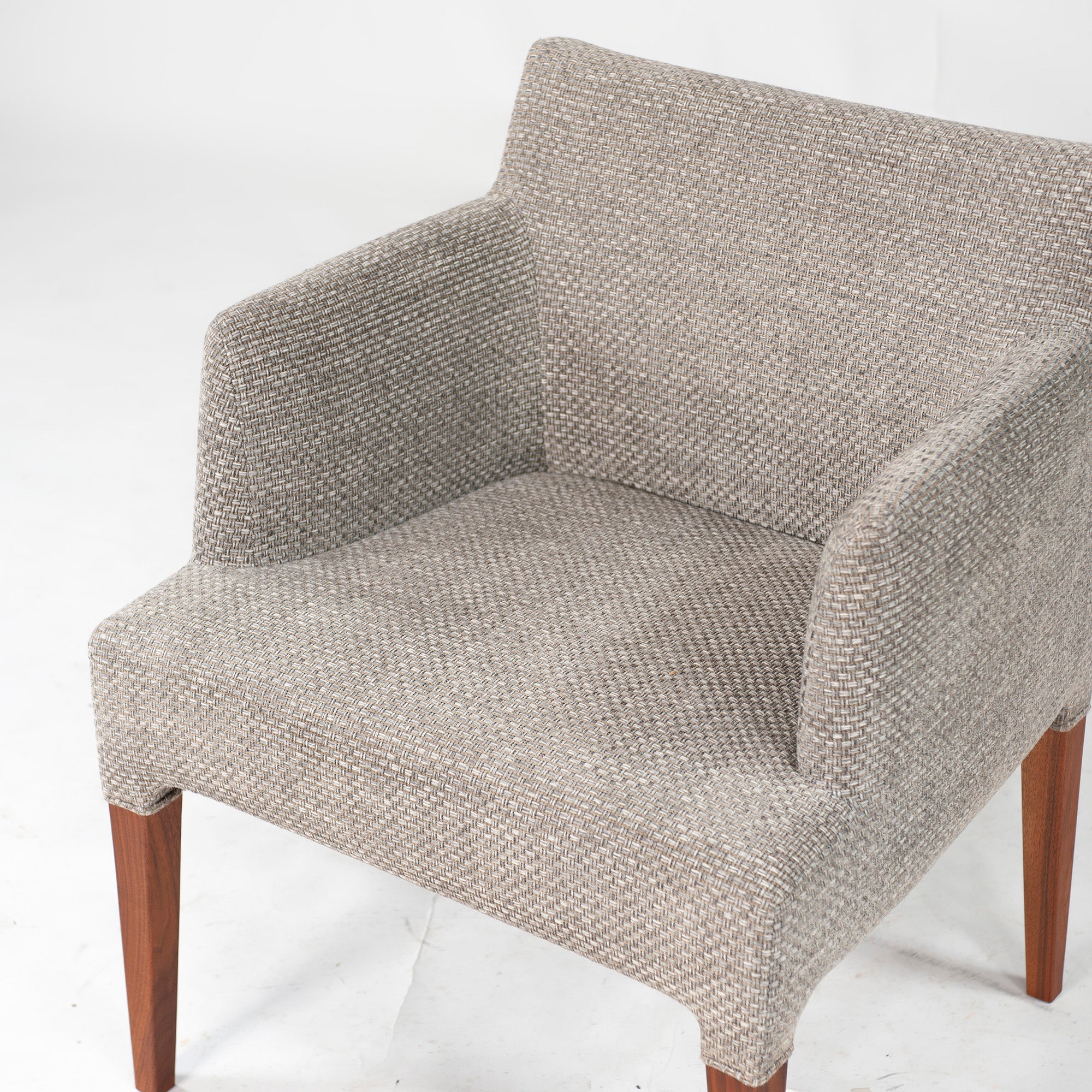 Ritzwell C-LINE armchair, walnut (6), oil-finished with fabric upholstery. Simple, Scandinavian modern design.