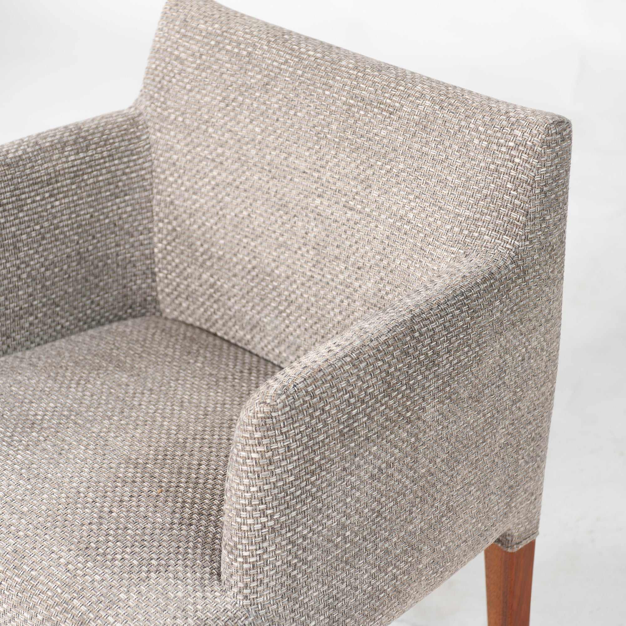 Ritzwell C-LINE armchair, walnut (6), oil-finished with fabric upholstery. Simple, Scandinavian modern design.
