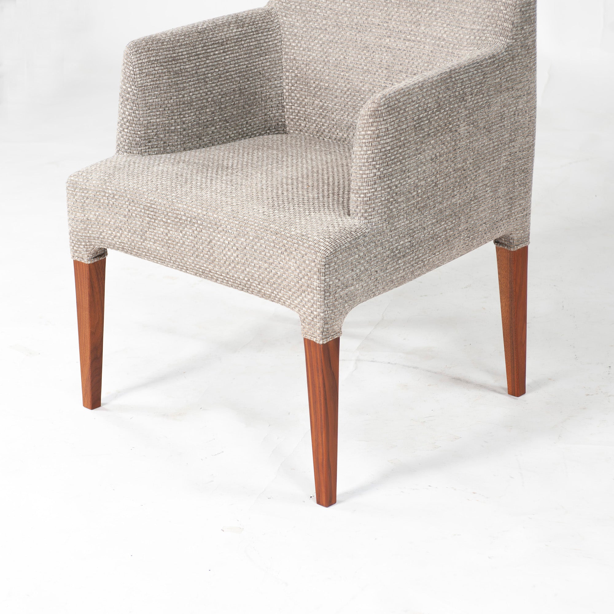 Ritzwell C-LINE armchair, walnut (6), oil-finished with fabric upholstery. Simple, Scandinavian modern design.
