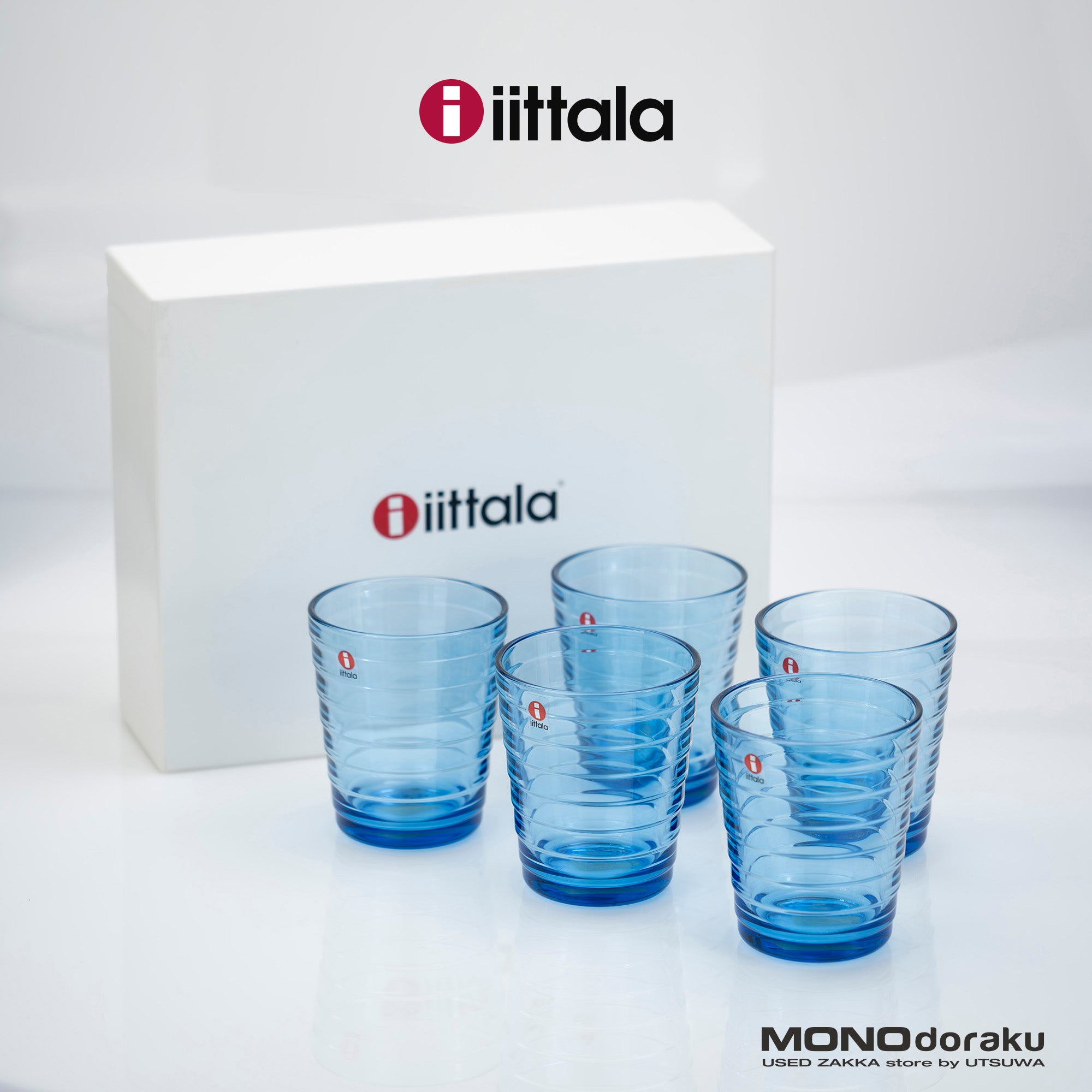 Iittala Aino Aalto Tumbler, Turquoise Blue, Set of 5, Discontinued Color