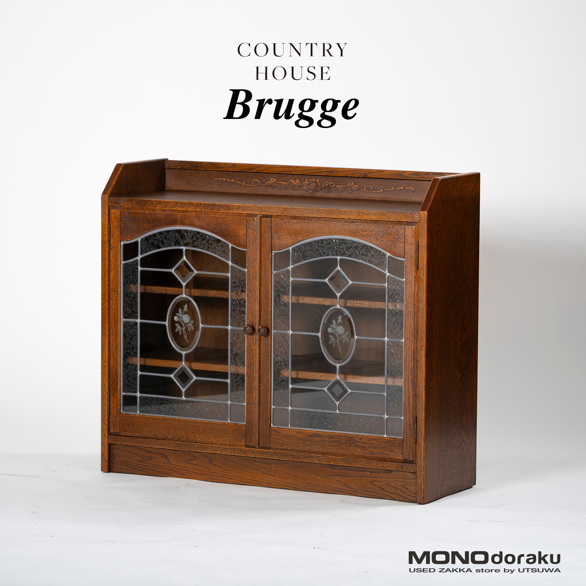 サイドボード 三越家具 Brugge ブルージュ COUNTRY HOUSE カントリーハウス スリムキャビネット オーク材 英国カントリー調 アンティーク