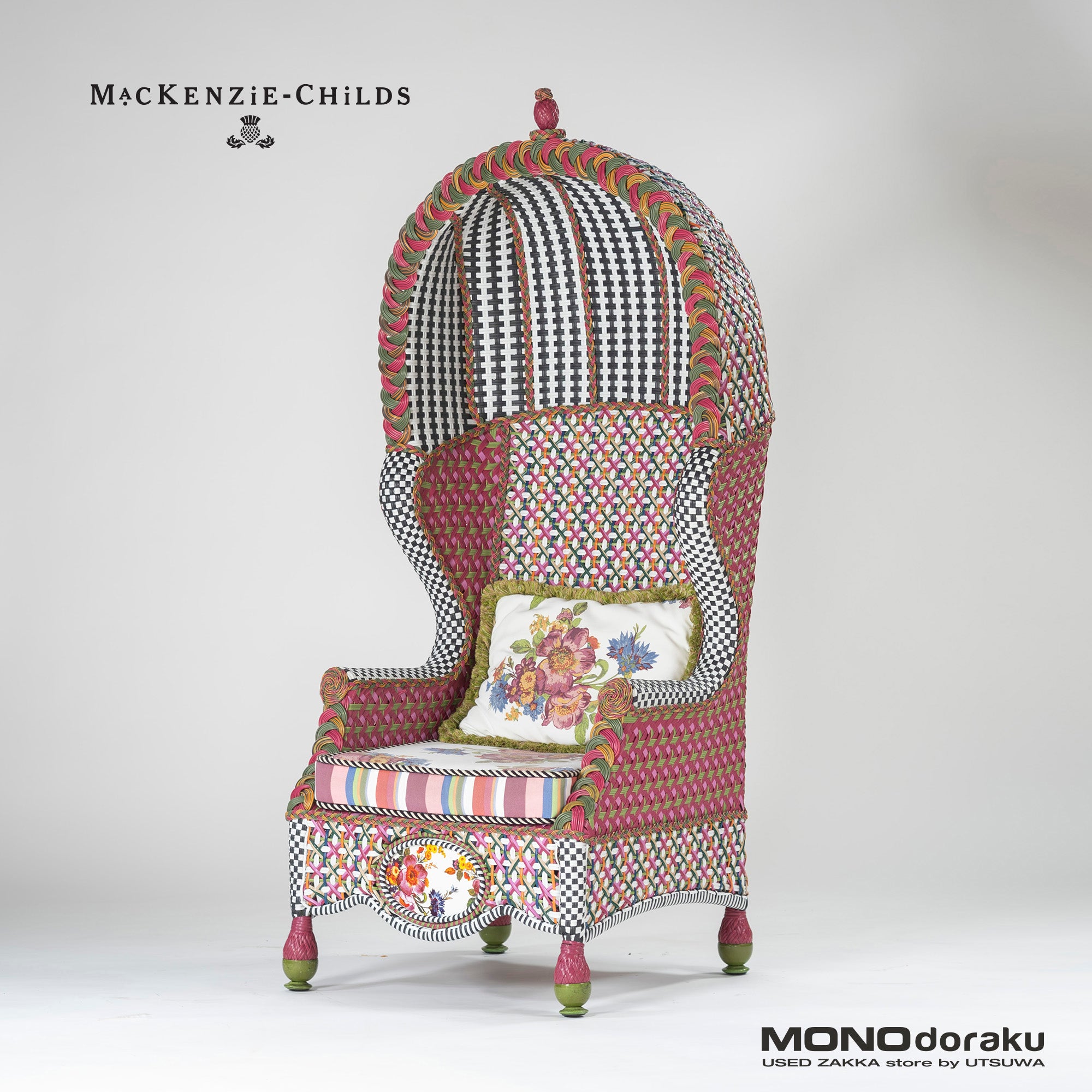 ラウンジチェア MACKENZiE-CHILDS マッケンジーチャイルズ Flower Market ボンネットチェア アウトドア使用可能 ガーデンチェア