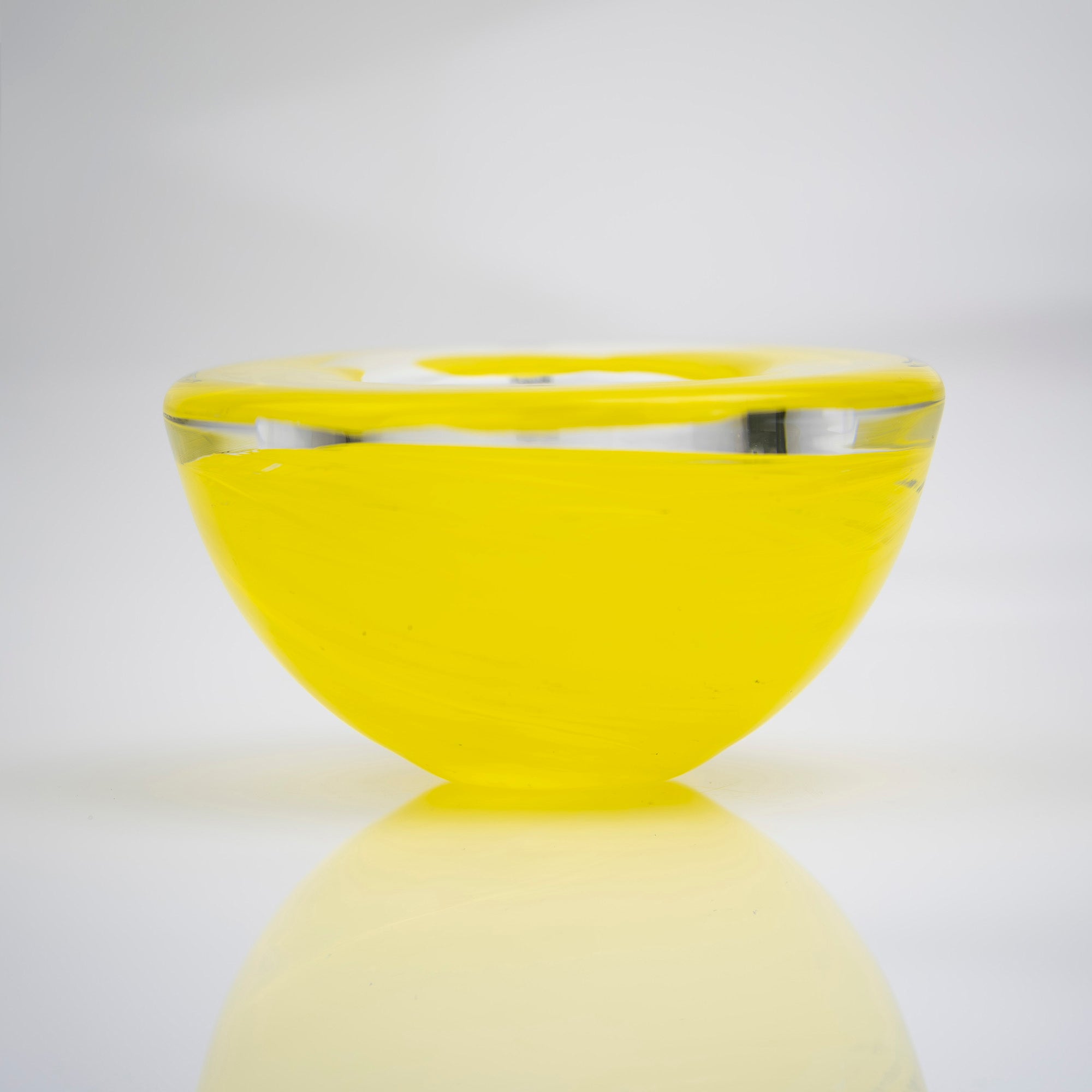 Kosta Boda Atoll Candle Holder by Anna Ehrner, Vintage 1997s, Yellow (1)