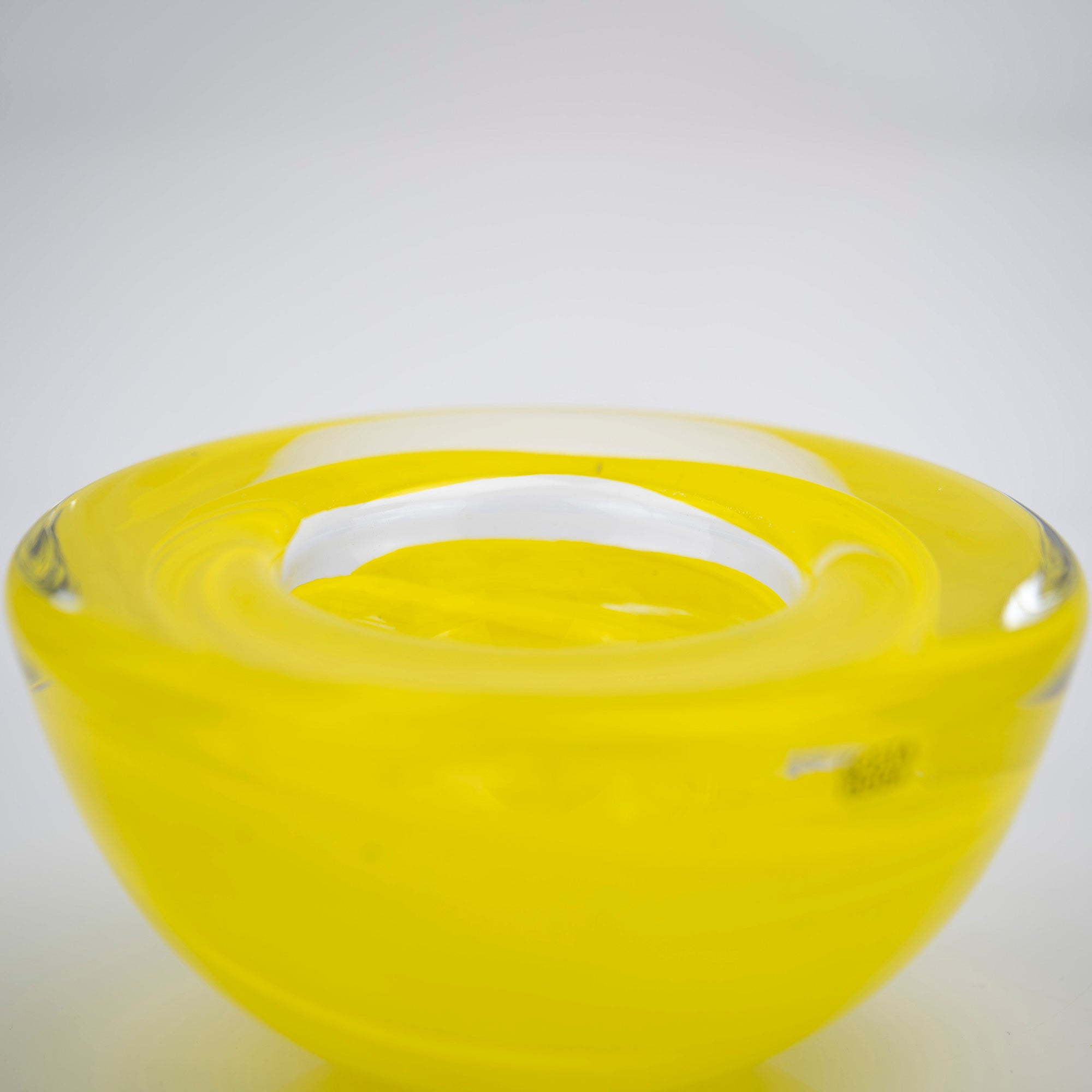 Kosta Boda Atoll Candle Holder Anna Ehrner 1997 Vintage Yellow (2)