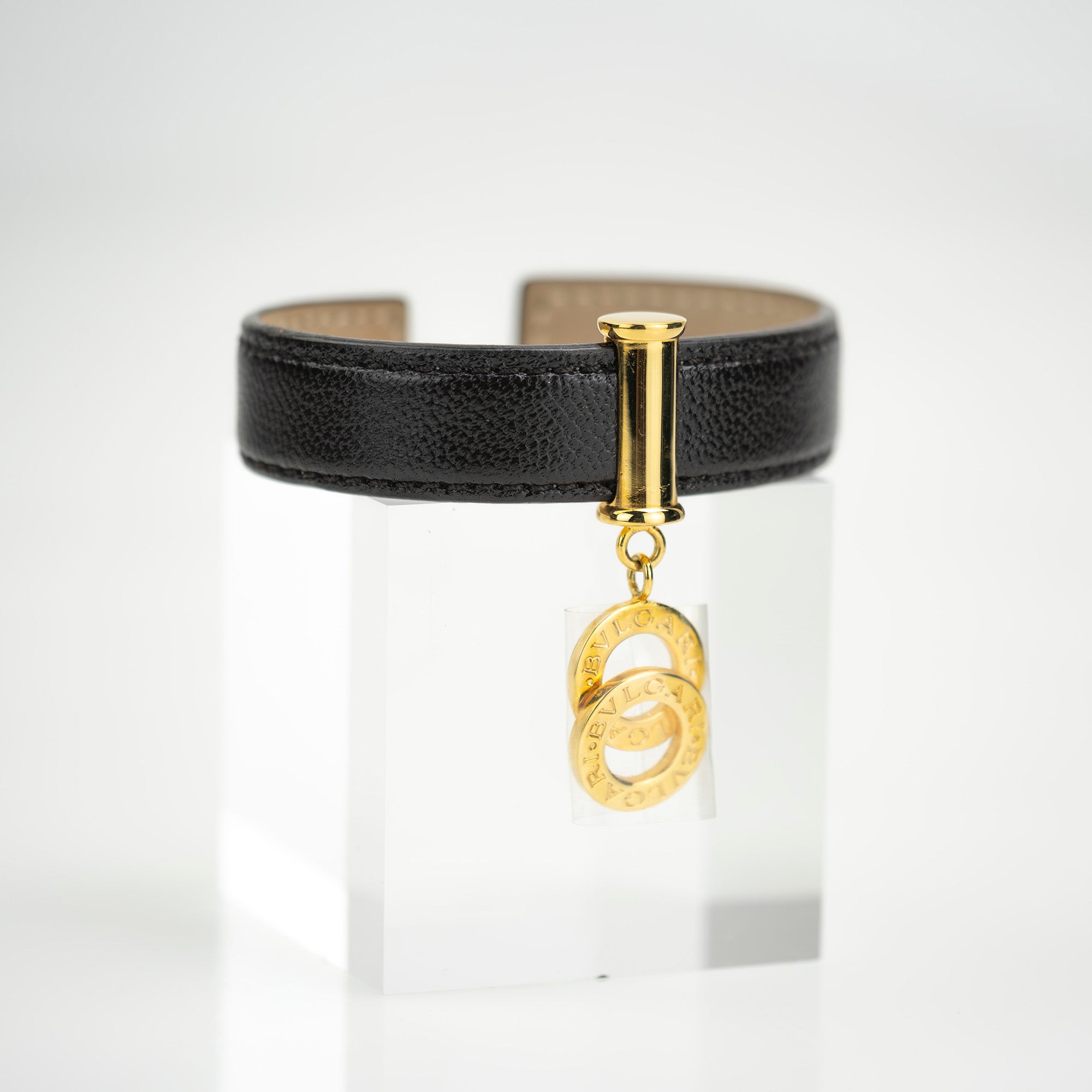BVLGARI Doppio Tondo Cuff Bracelet Bangle Dark Brown x Gold