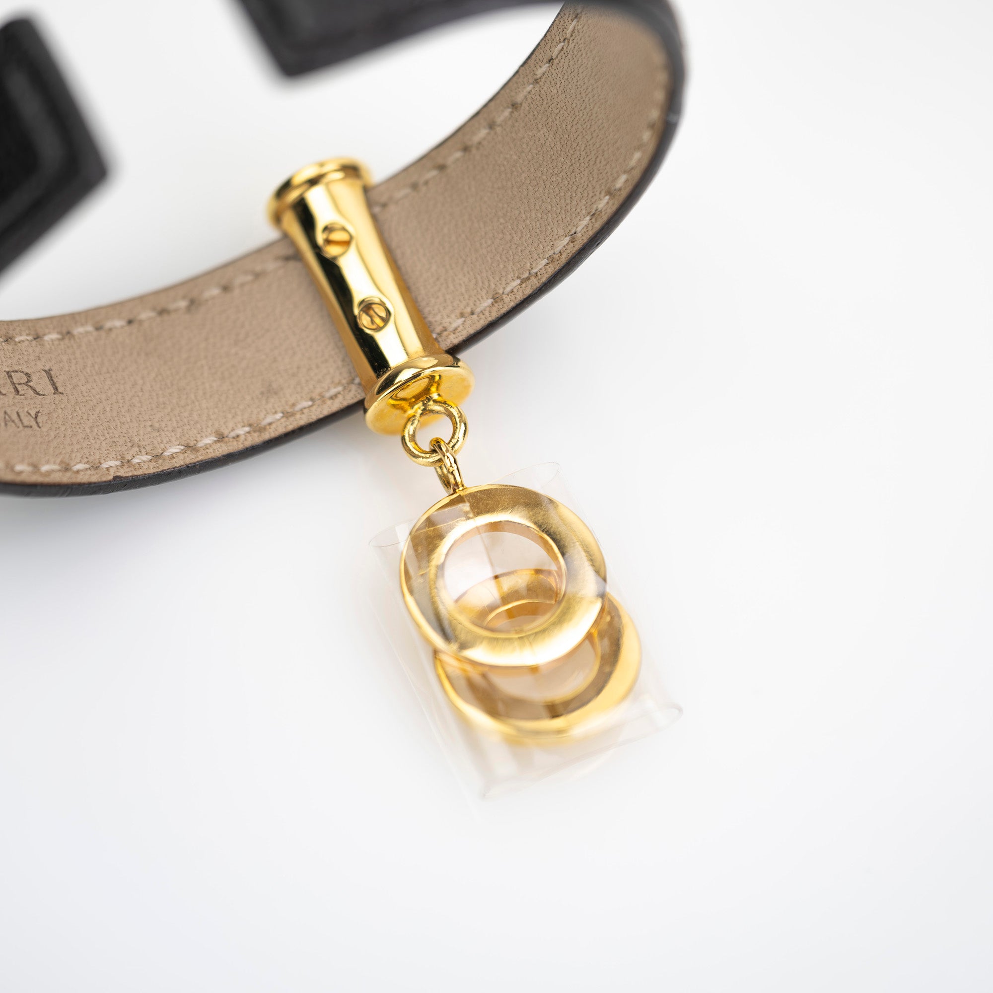 BVLGARI Doppio Tondo Cuff Bracelet Bangle Dark Brown x Gold