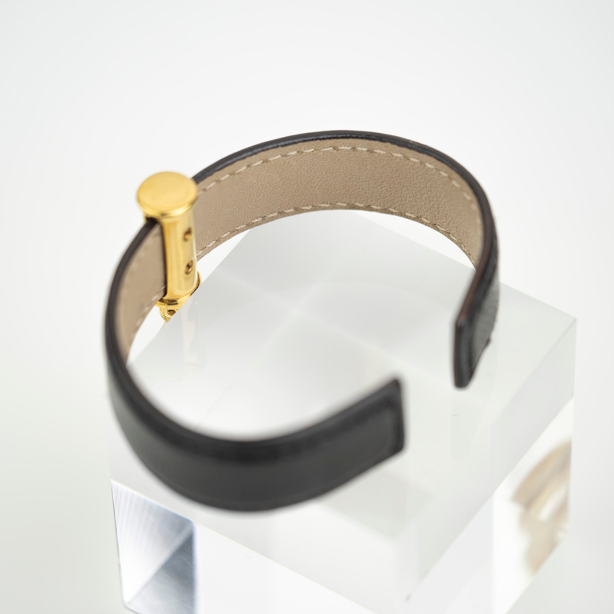 BVLGARI Doppio Tondo Cuff Bracelet Bangle Dark Brown x Gold