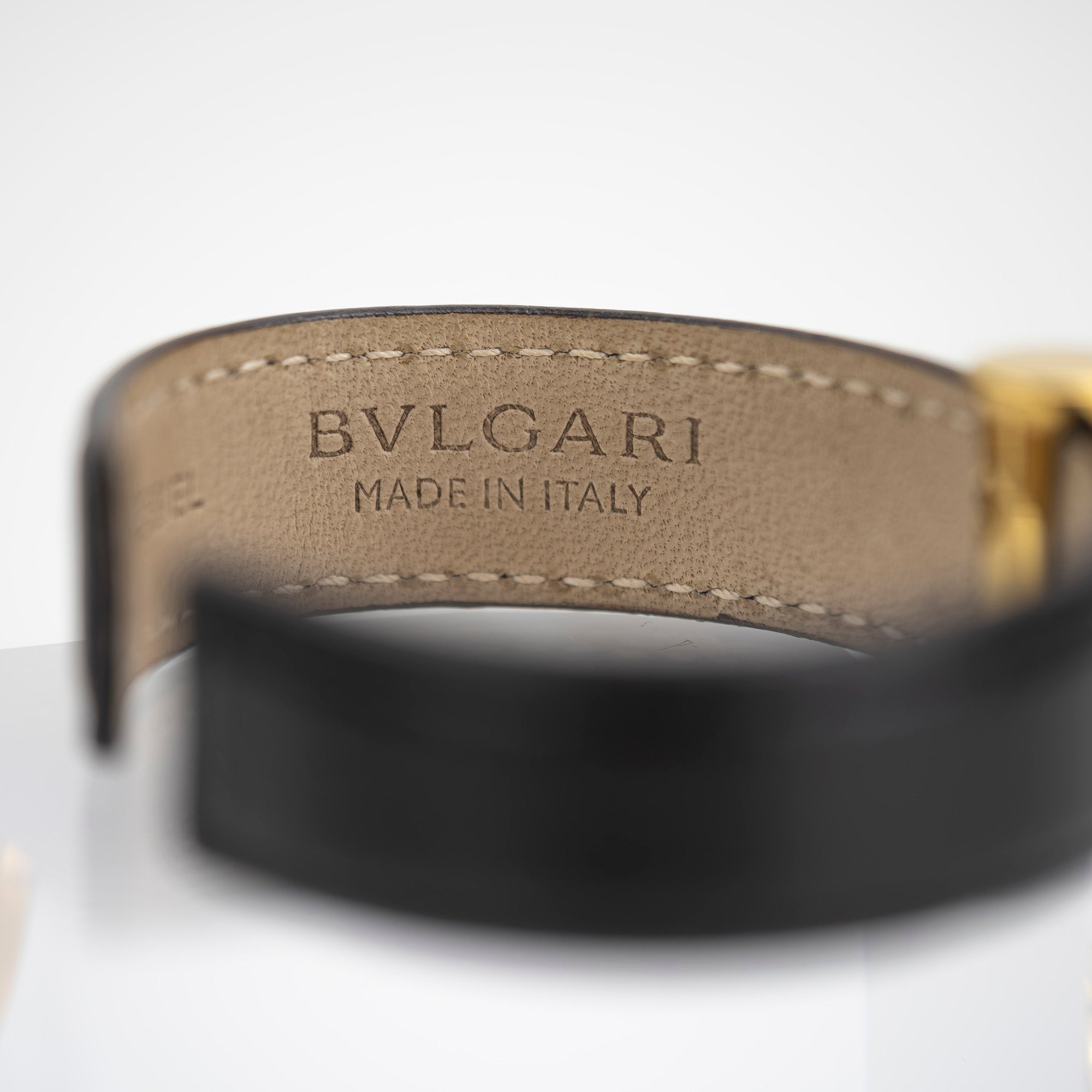 BVLGARI Doppio Tondo Cuff Bracelet Bangle Dark Brown x Gold