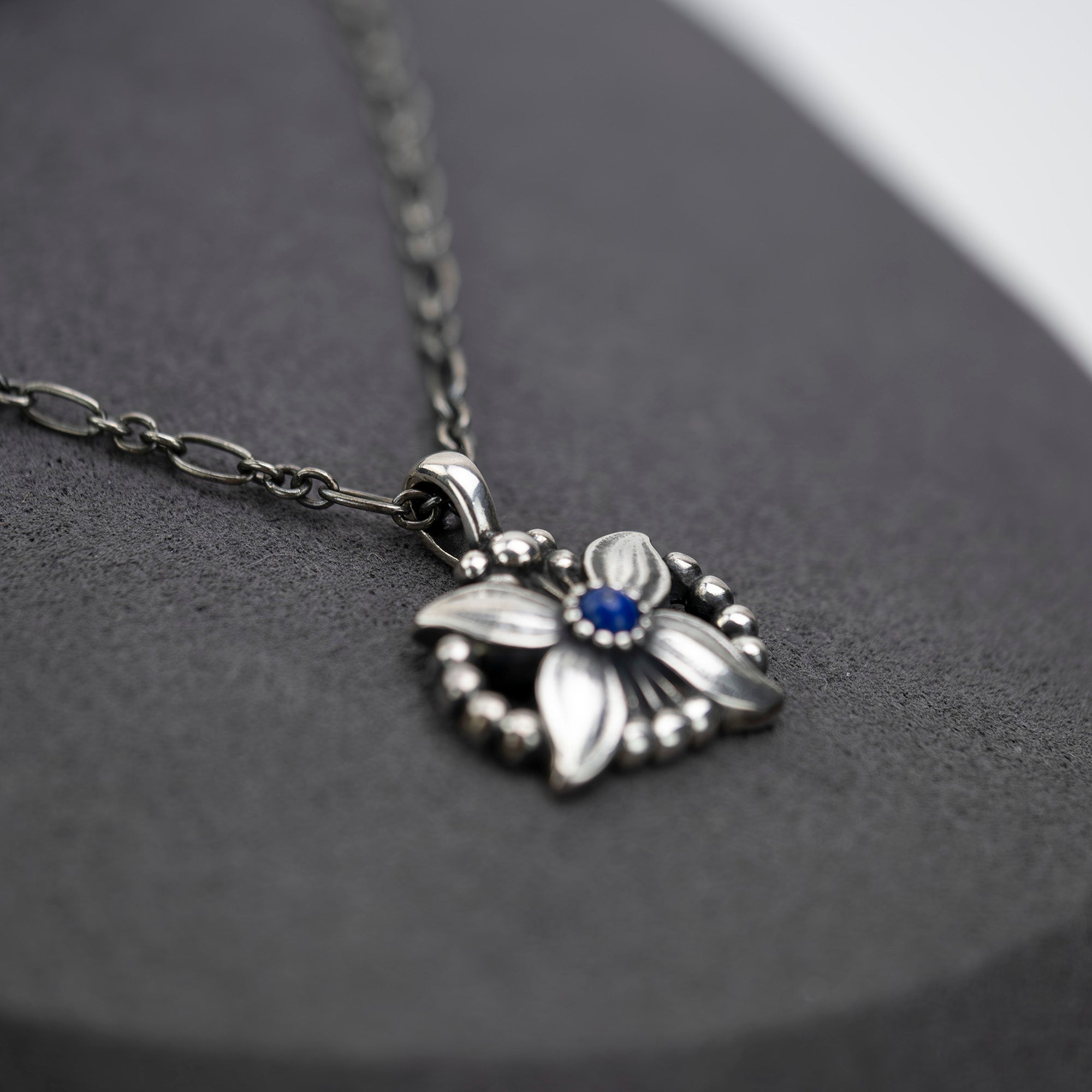 GEORG JENSEN Ear Pendant 1998 Sterling Silver x Lapis Lazuli Necklace