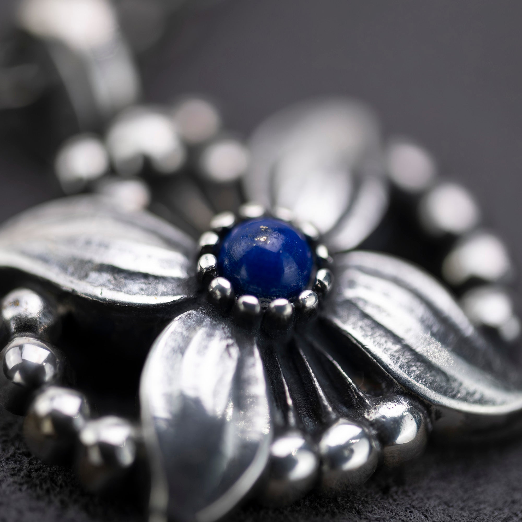 GEORG JENSEN Ear Pendant 1998 Sterling Silver x Lapis Lazuli Necklace