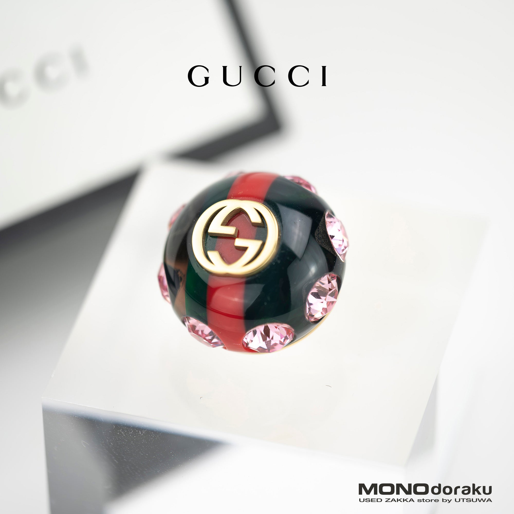 GUCCI Interlocking G Sherry Line Ribbon Line Pin Brooch