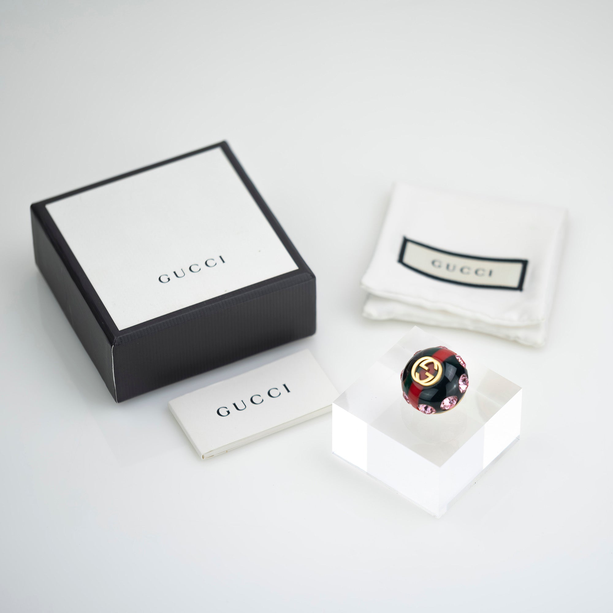 GUCCI Interlocking G Sherry Line Ribbon Line Pin Brooch