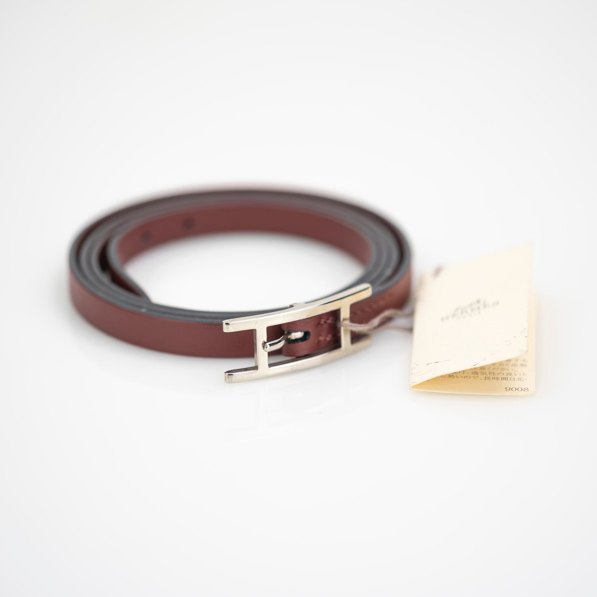 HERMES Hapi3 Leather Bracelet, J Stamp, Made in 2006, Rouge H x Silver Hardware, Excellent Condition