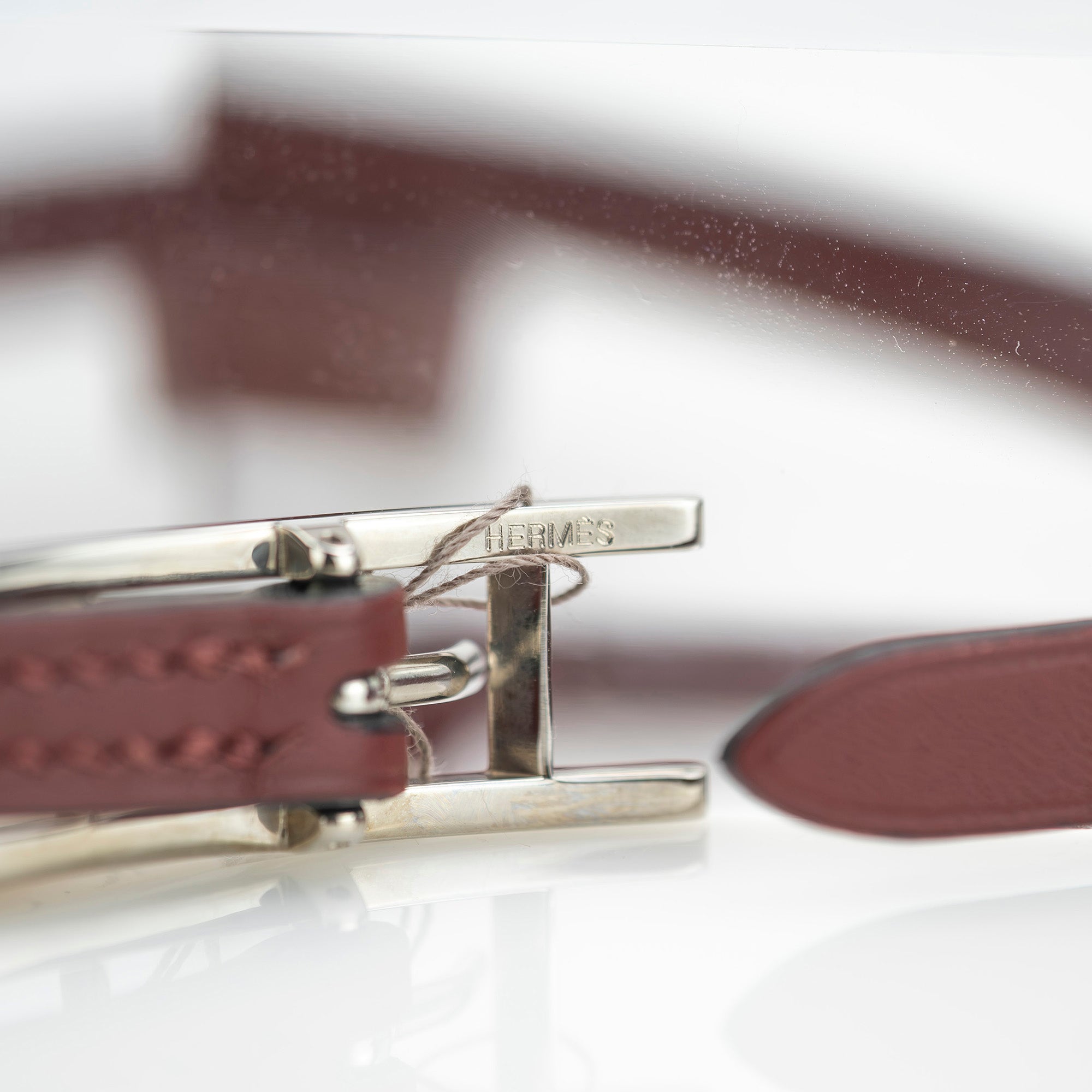 HERMES Hapi3 Leather Bracelet, J Stamp, Made in 2006, Rouge H x Silver Hardware, Excellent Condition