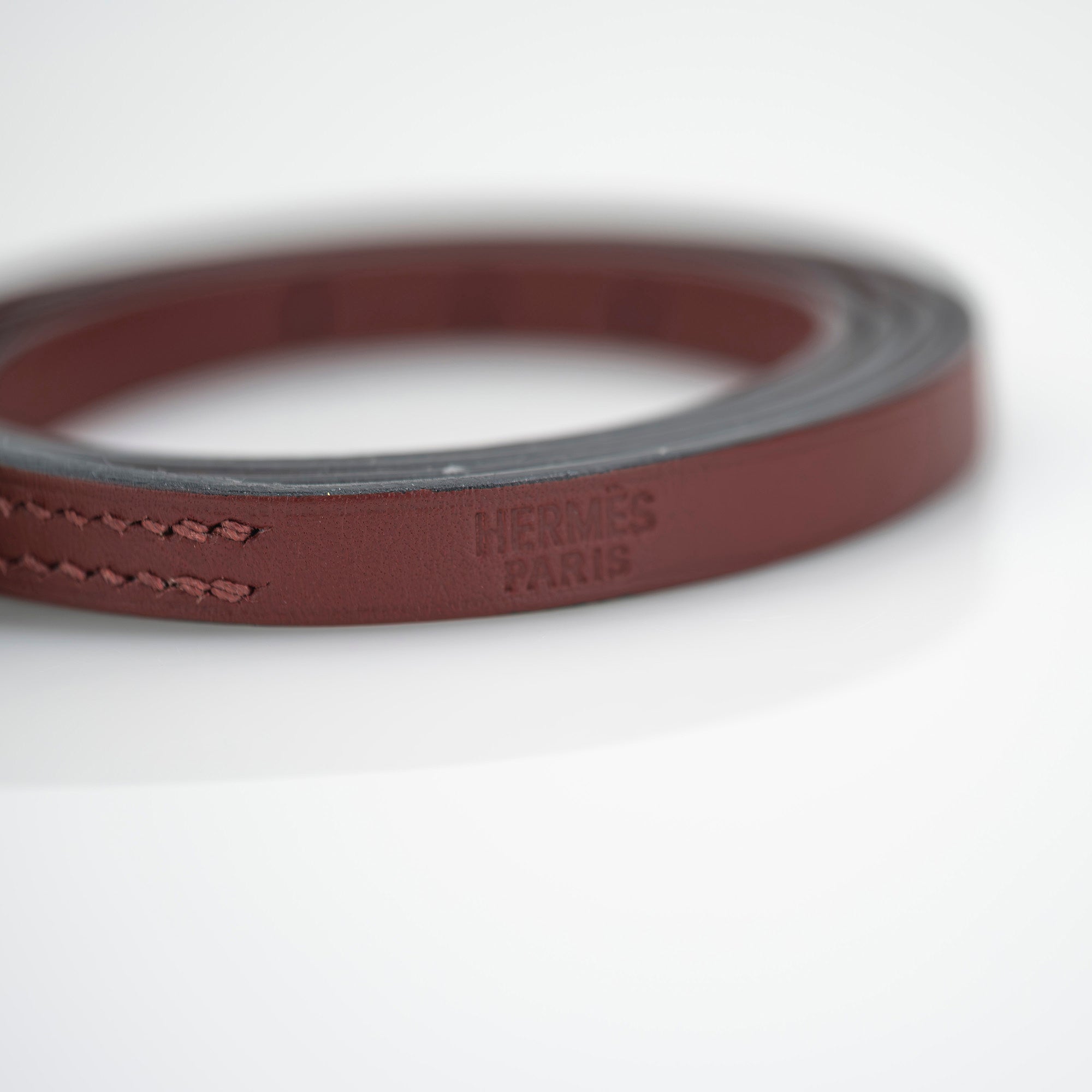 HERMES Hapi3 Leather Bracelet, J Stamp, Made in 2006, Rouge H x Silver Hardware, Excellent Condition