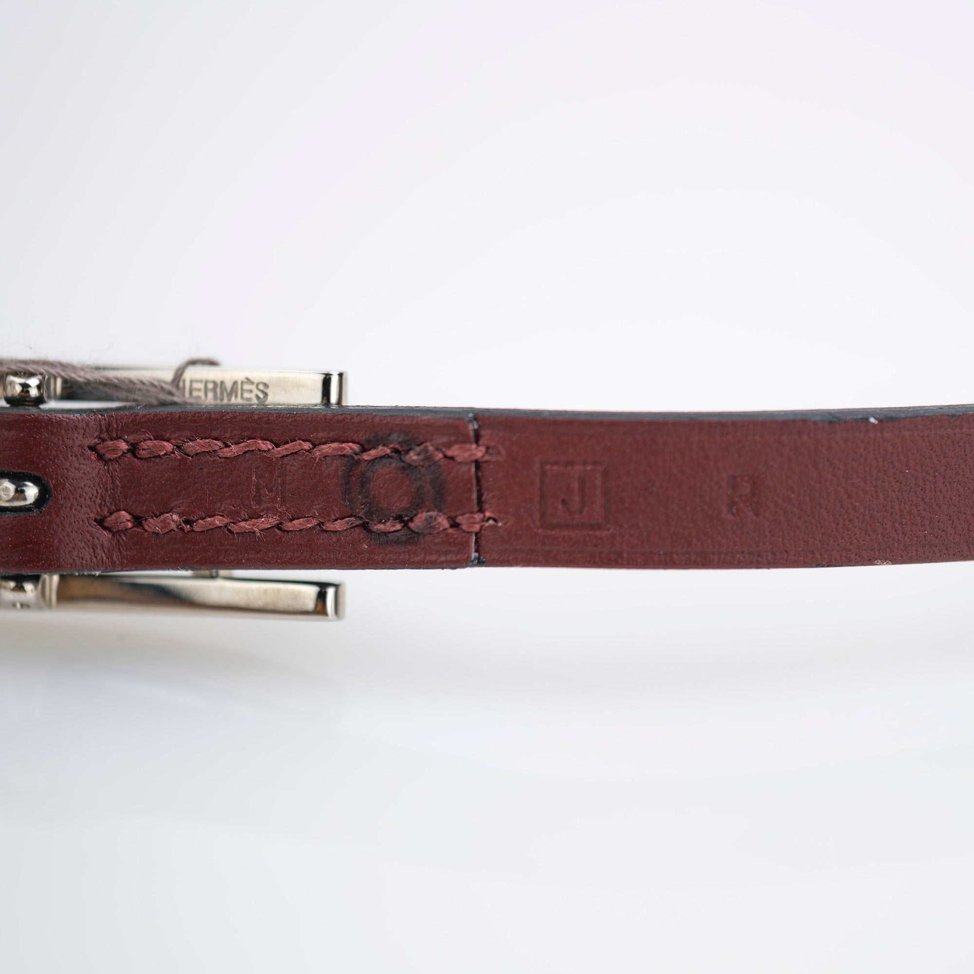 HERMES Hapi3 Leather Bracelet, J Stamp, Made in 2006, Rouge H x Silver Hardware, Excellent Condition