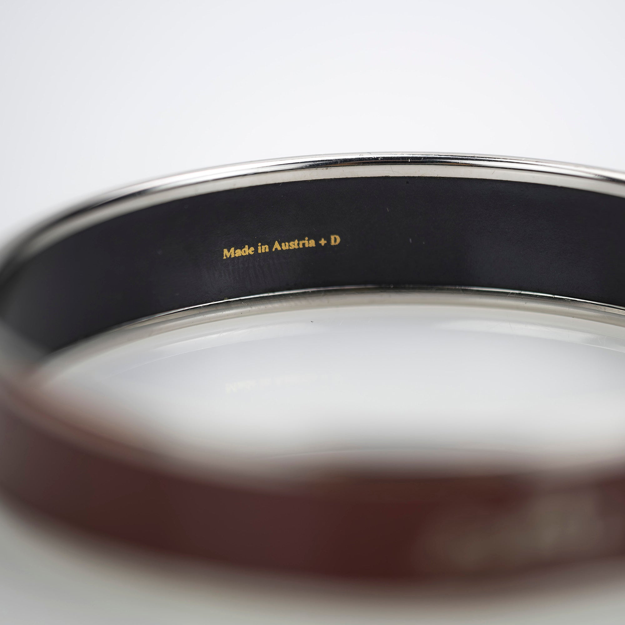 Hermes EMAUX Caleche Bangle Bracelet, Cloisonne, Bordeaux x Silver