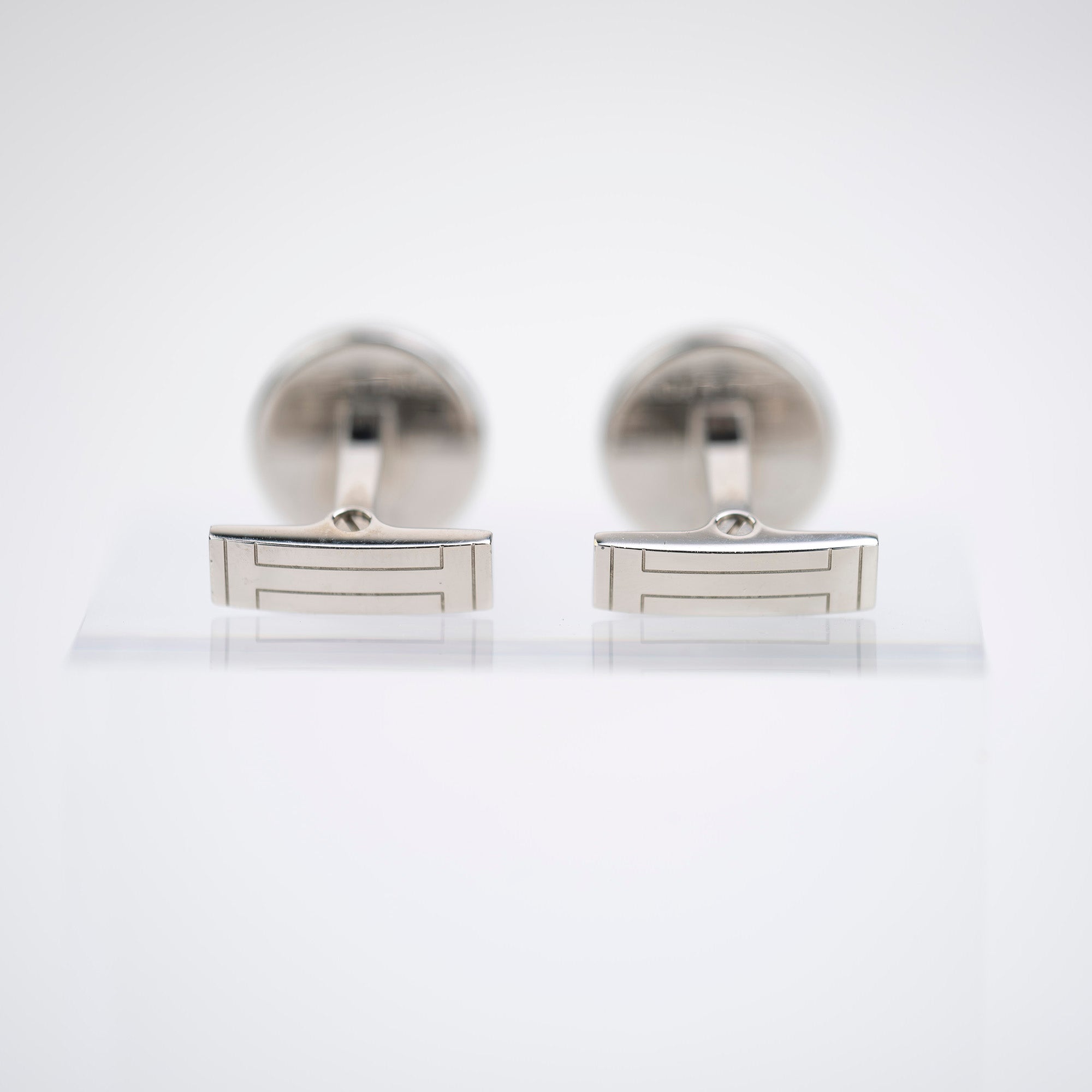 HERMES Serie Ricor 2 Cufflinks Silver x Black