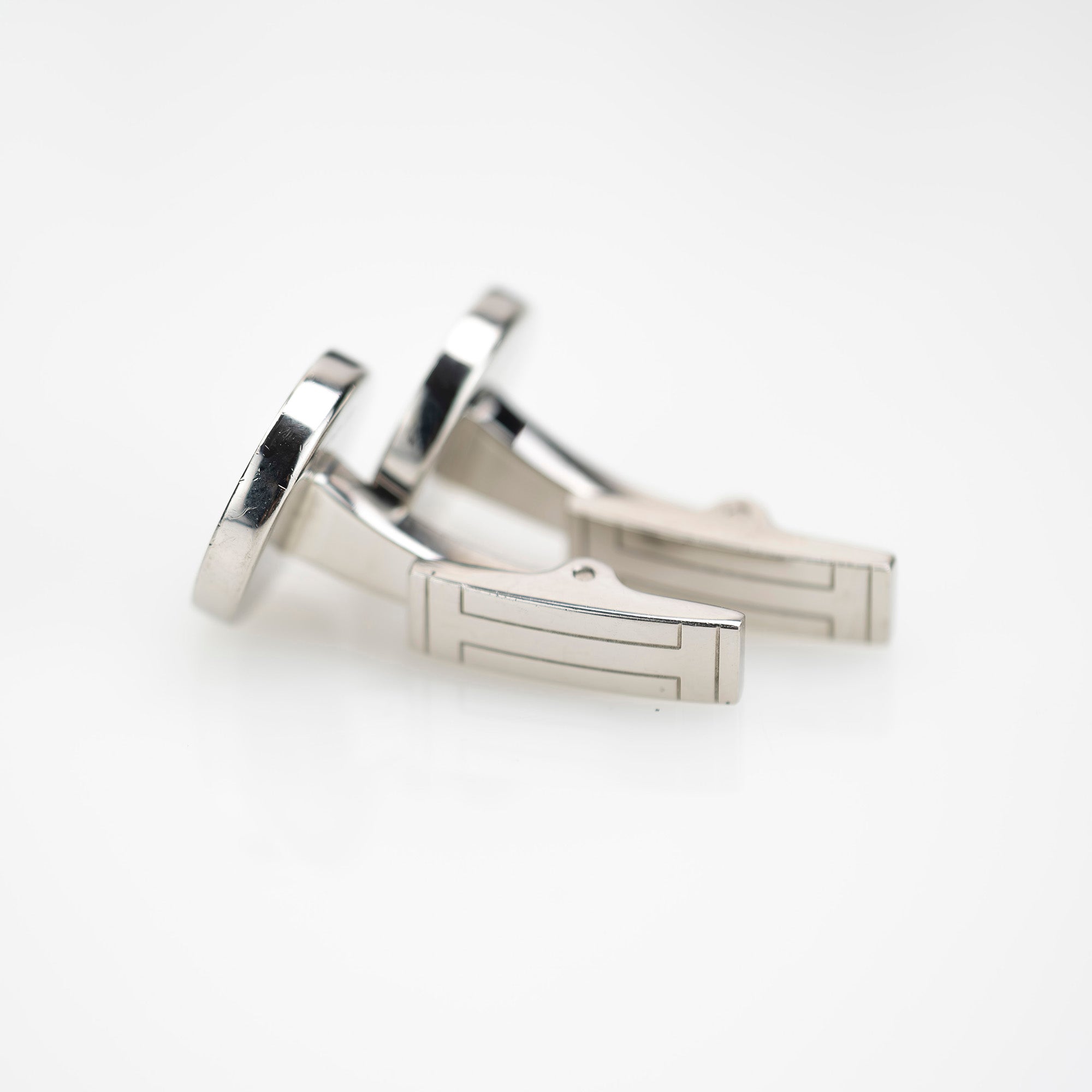 HERMES Serie Ricor 2 Cufflinks Silver x Black