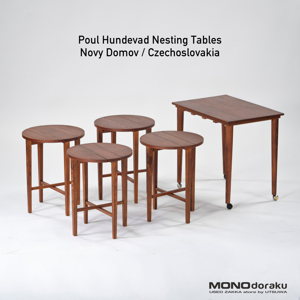 Side table Poul Hundevad Novy Domov Nesting table Teak Beech Czechoslo