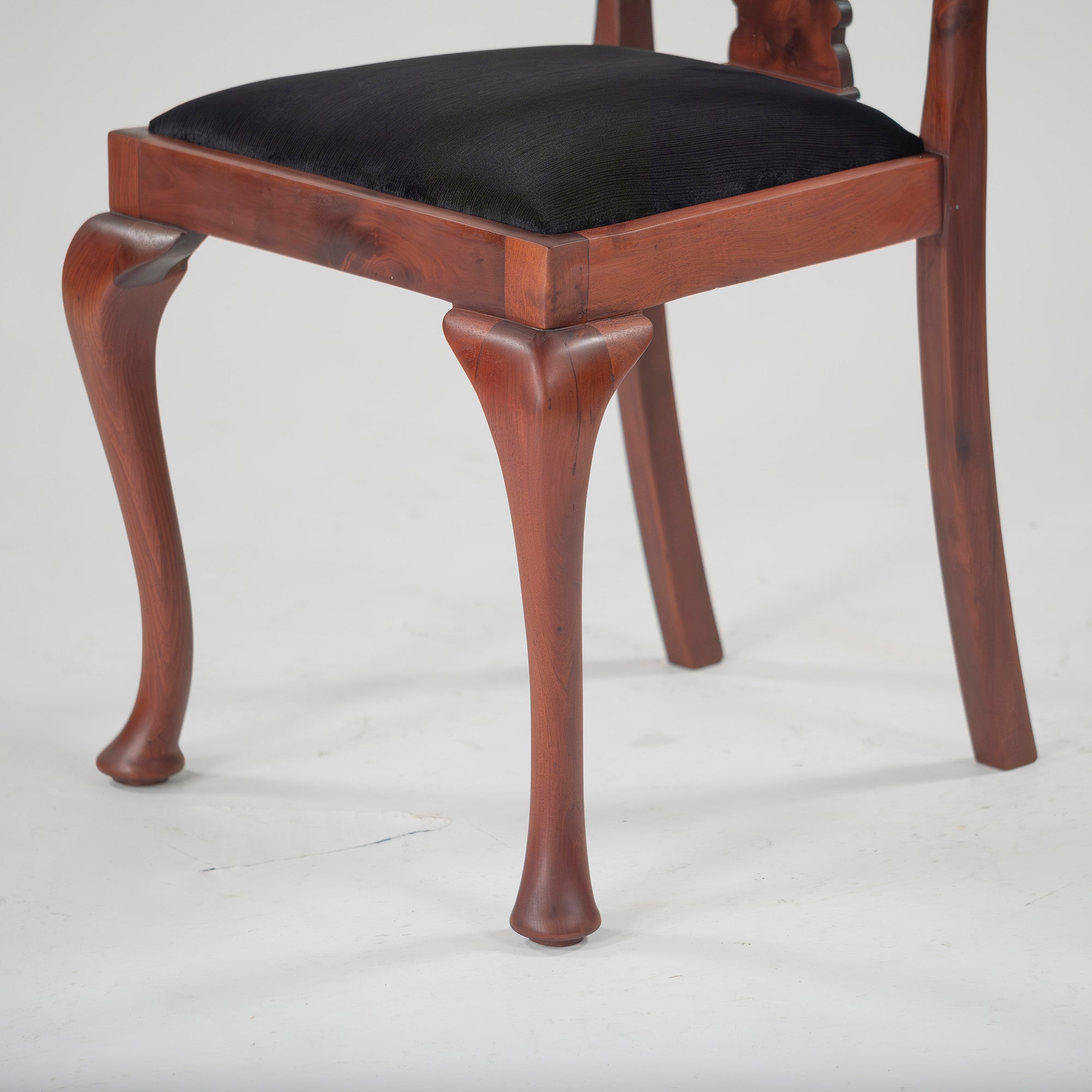 Dining Chair British Antique Queen Anne Chair Mahogany (3) 1930s British Vintage Classic Design Cat Leg