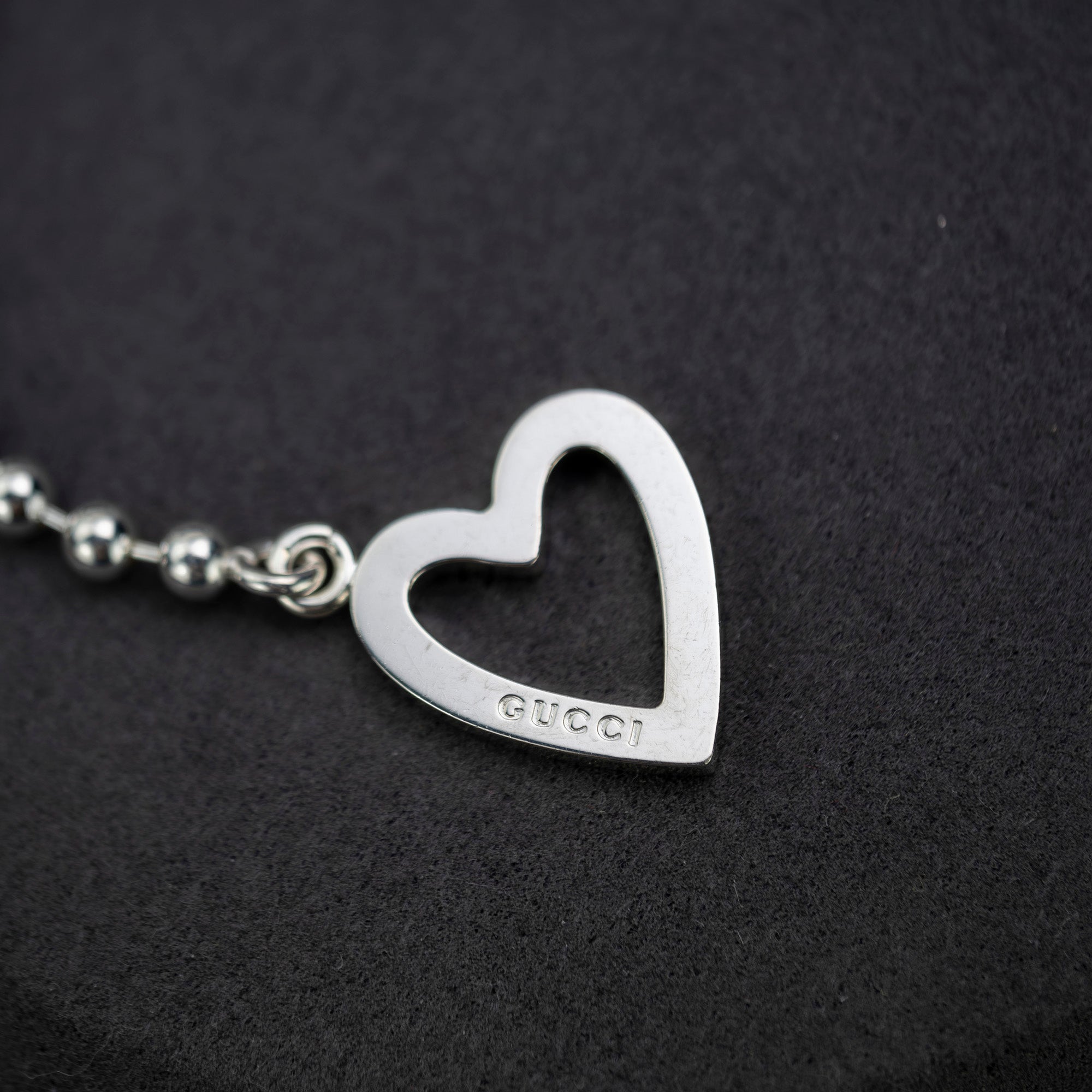 GUCCI TOGGLE HEART Ball Chain Bracelet Silver 925 Women's Accessories