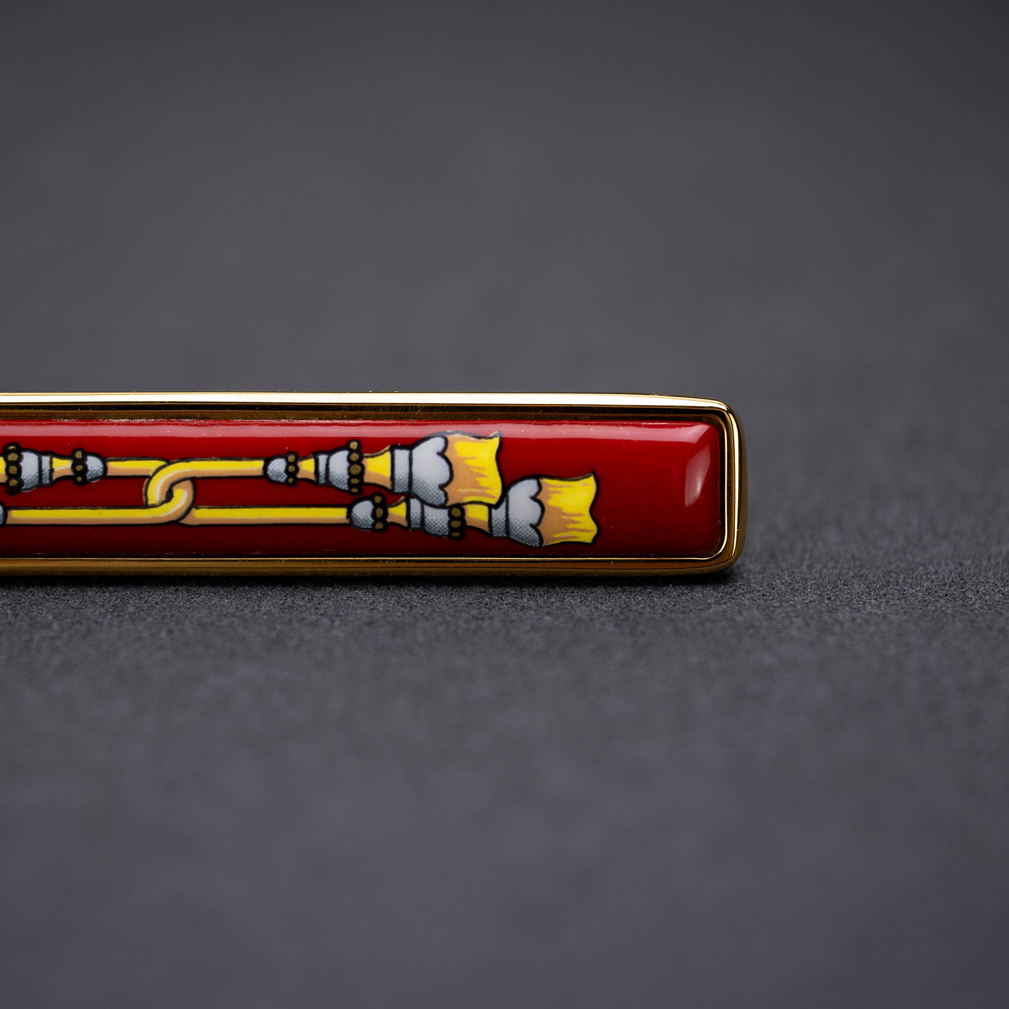 Hermes EMAUX Brooch, Cloisonne, Bordeaux x Gold