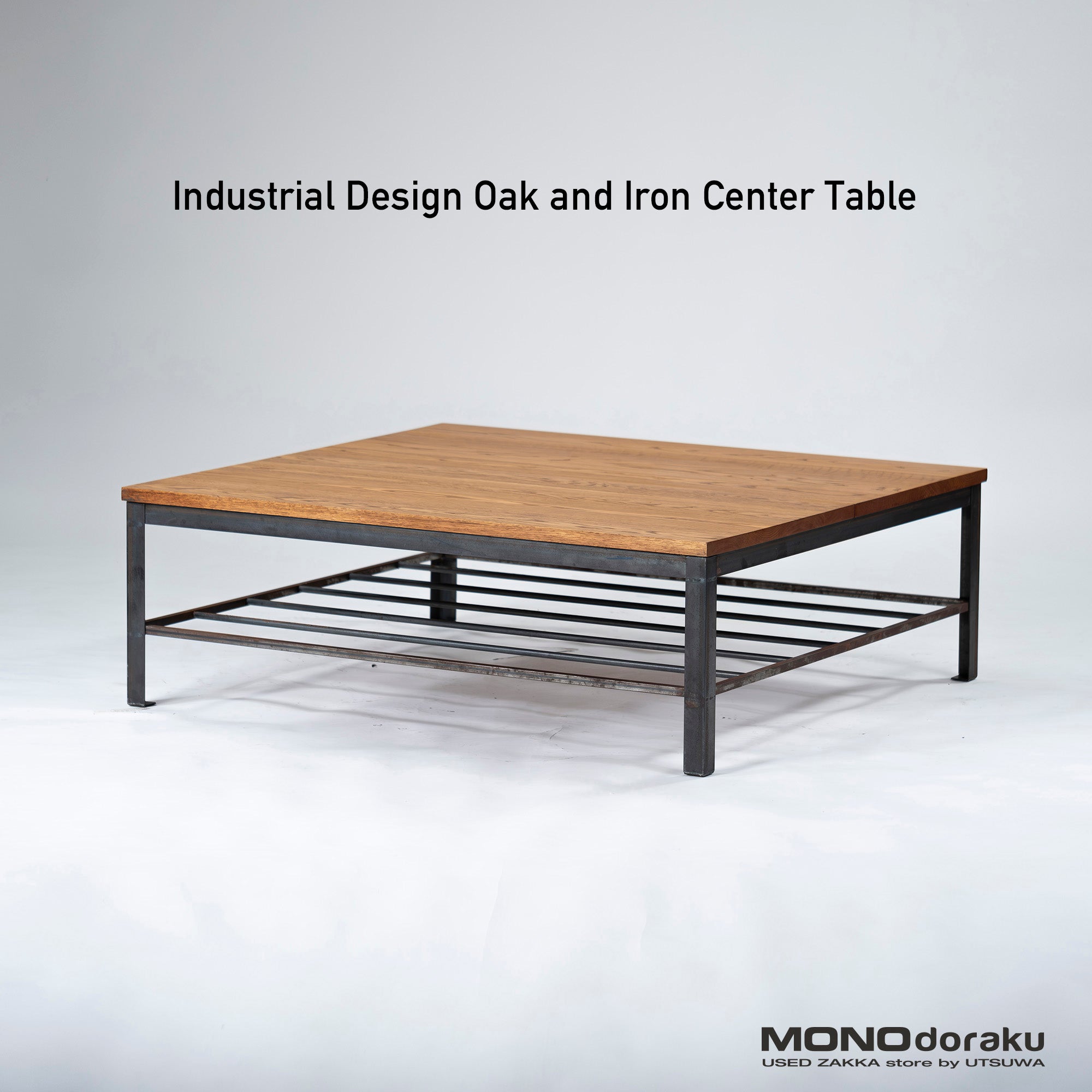 Center table Industrial design Oak wood x iron Vintage style Solid wood Cafe style Coffee table