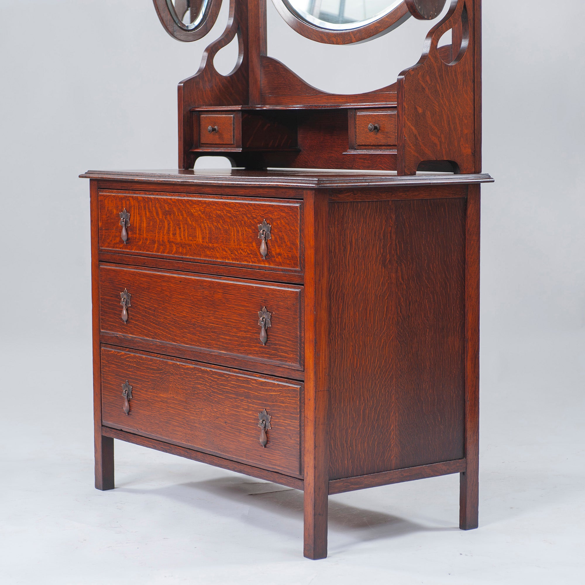 Sideboard British Antique 1930s Mirror Back Sideboard Oak Cabinet Dresser Chest Vintage