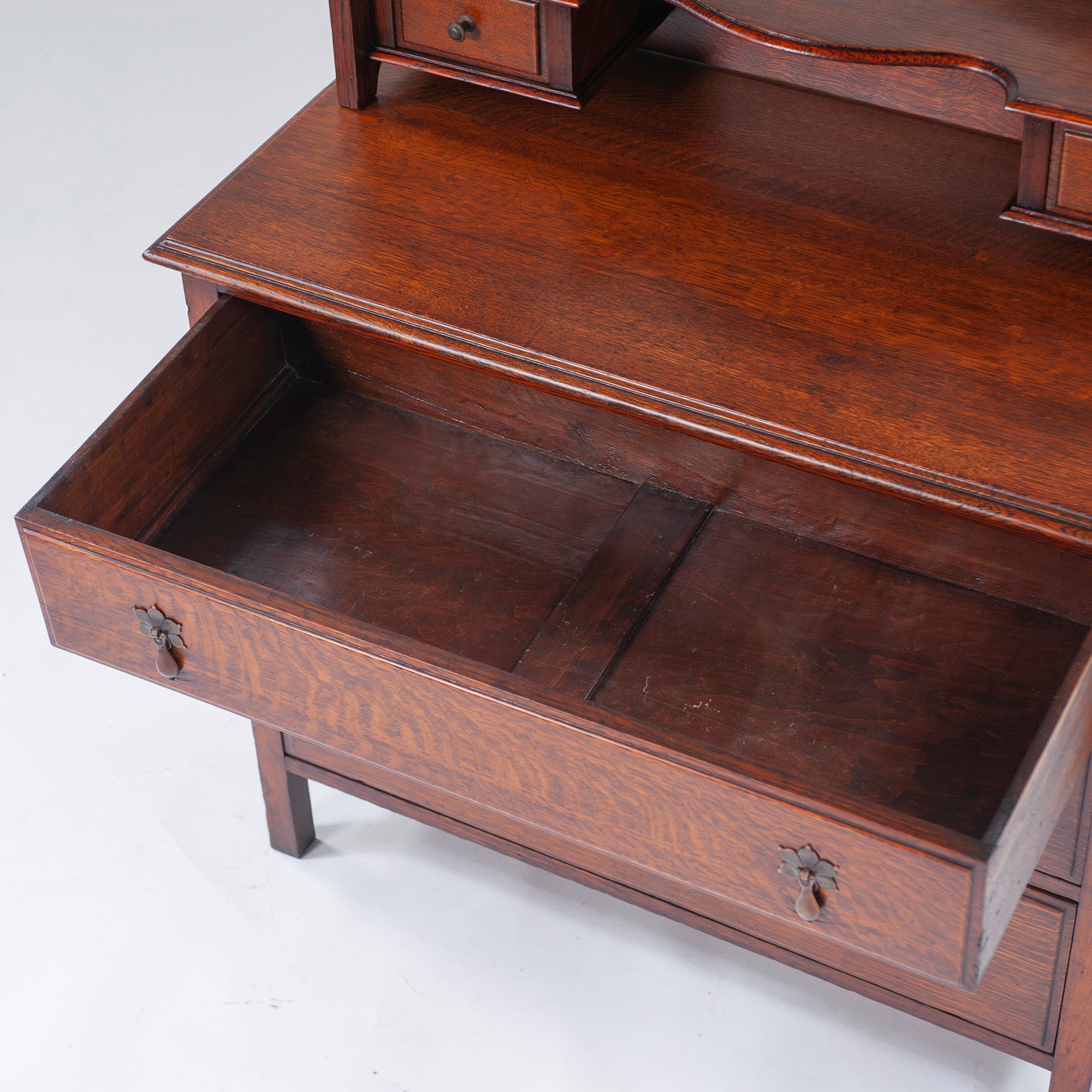 Sideboard British Antique 1930s Mirror Back Sideboard Oak Cabinet Dresser Chest Vintage