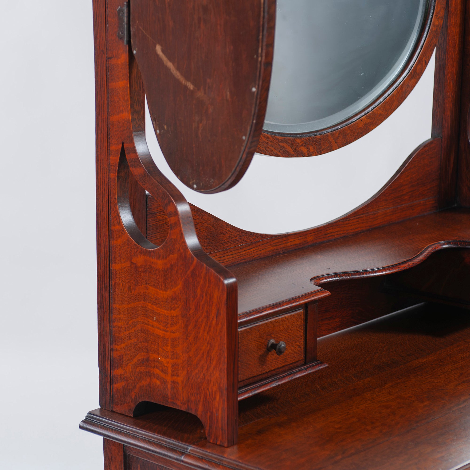 Sideboard British Antique 1930s Mirror Back Sideboard Oak Cabinet Dresser Chest Vintage
