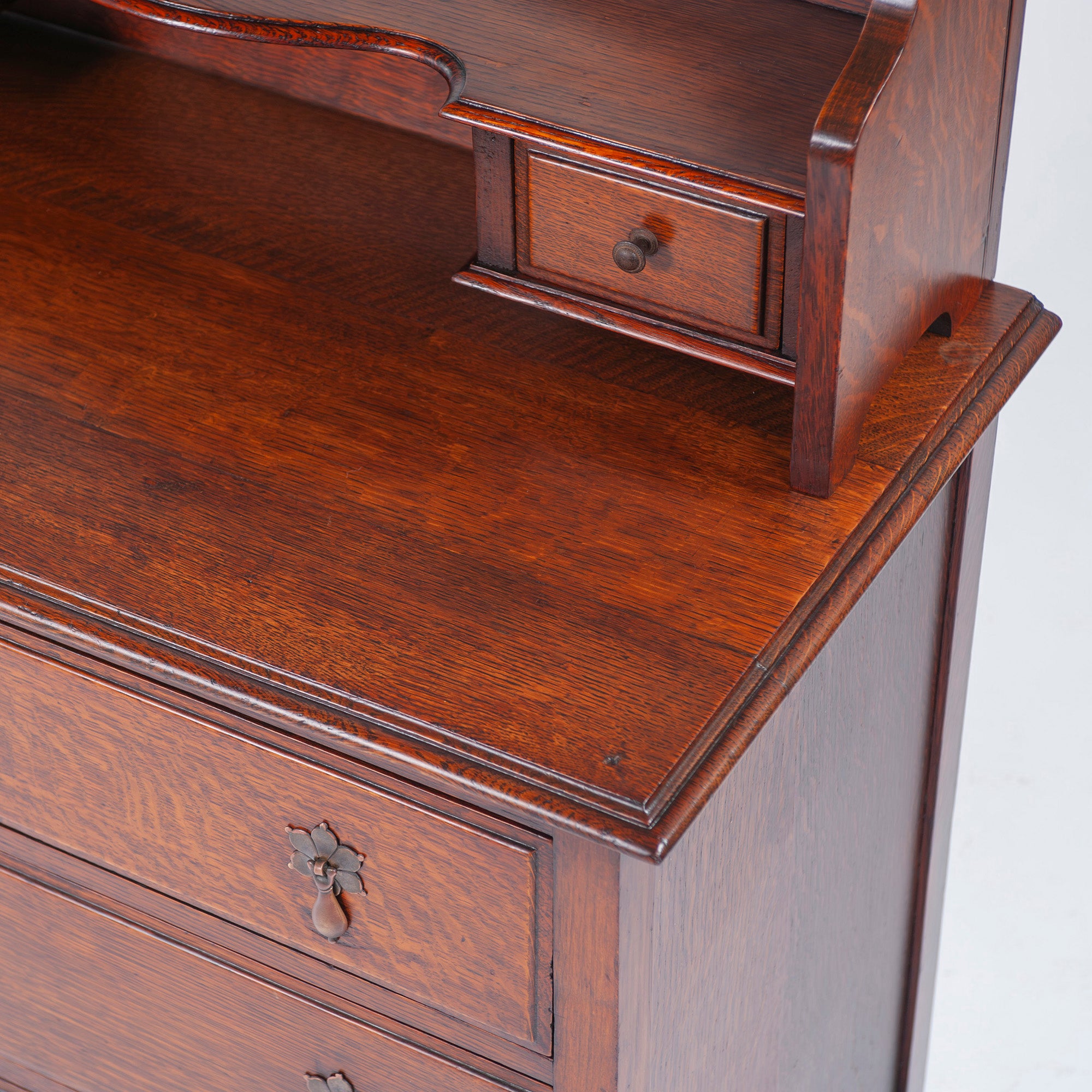 Sideboard British Antique 1930s Mirror Back Sideboard Oak Cabinet Dresser Chest Vintage