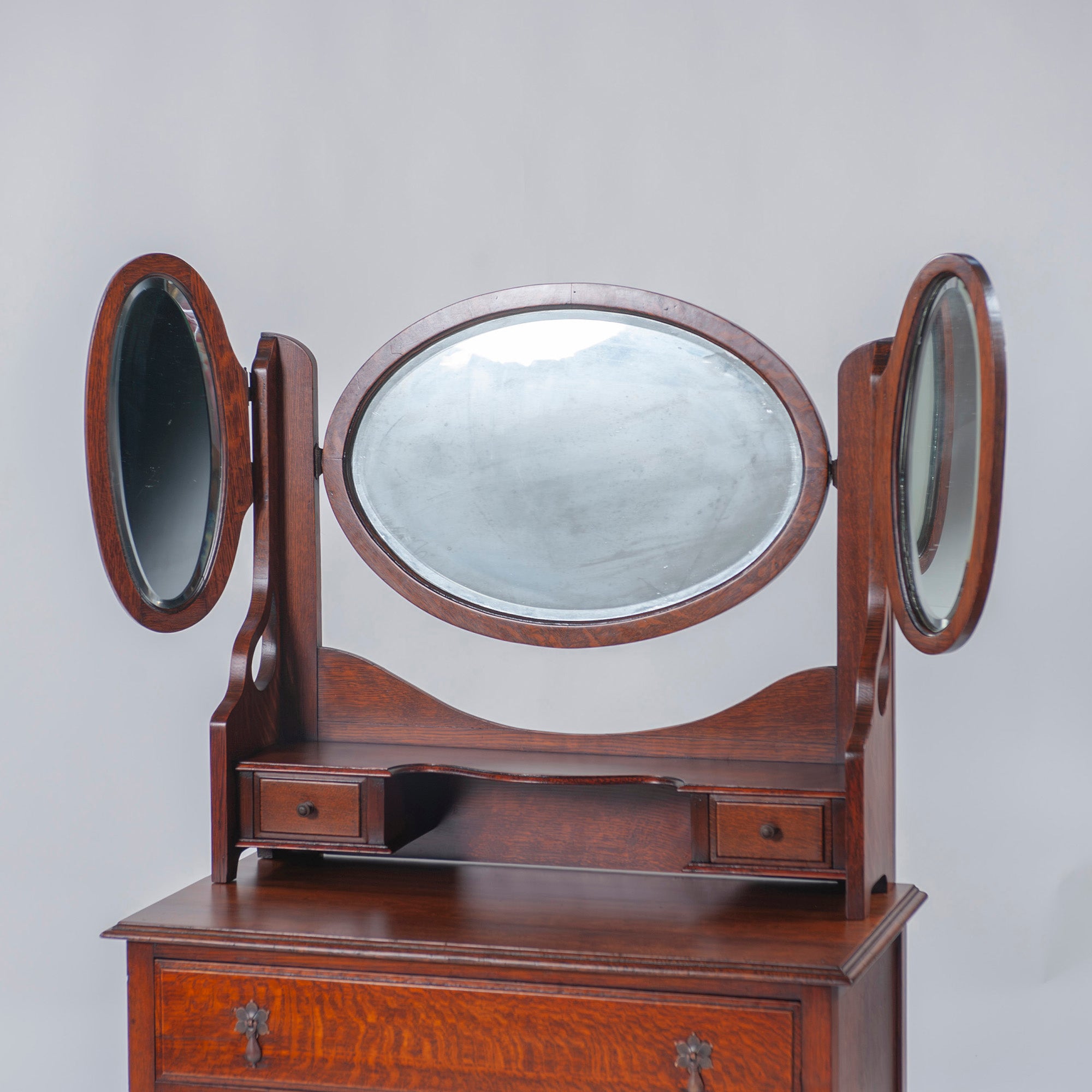 Sideboard British Antique 1930s Mirror Back Sideboard Oak Cabinet Dresser Chest Vintage