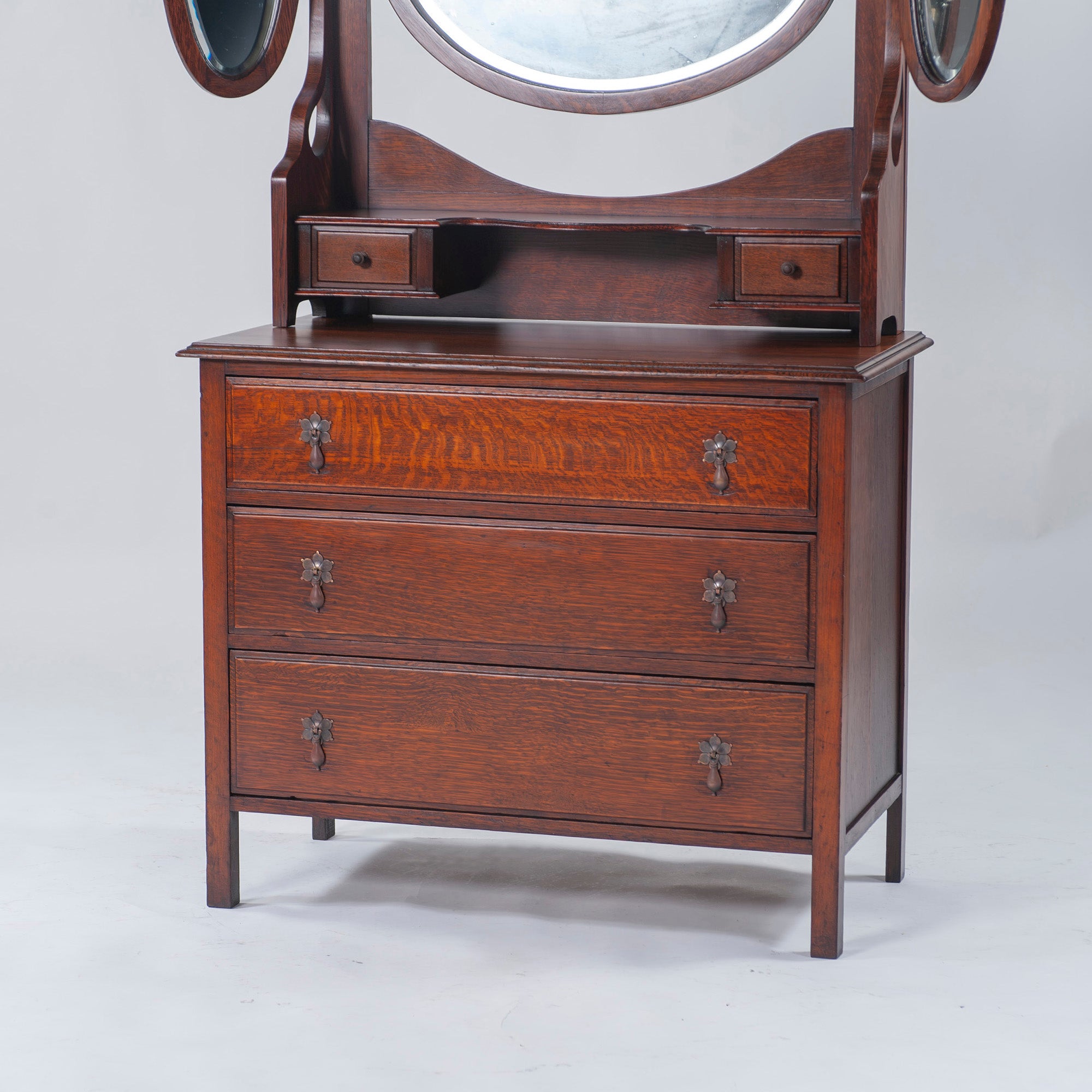 Sideboard British Antique 1930s Mirror Back Sideboard Oak Cabinet Dresser Chest Vintage