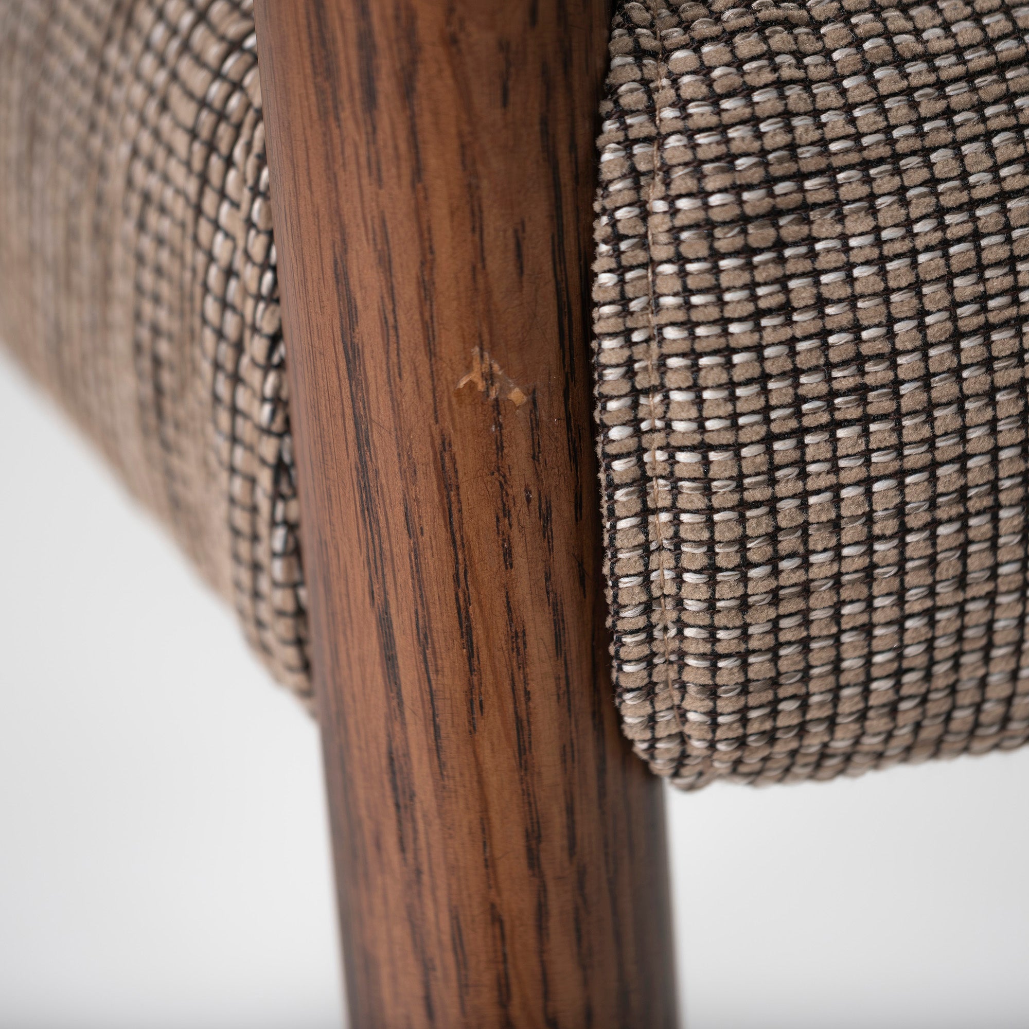 Set of 2 dining chairs by Kashiwa Mokko Rit, oak wood, covered, natural modern, Japanese modern, half arm chair