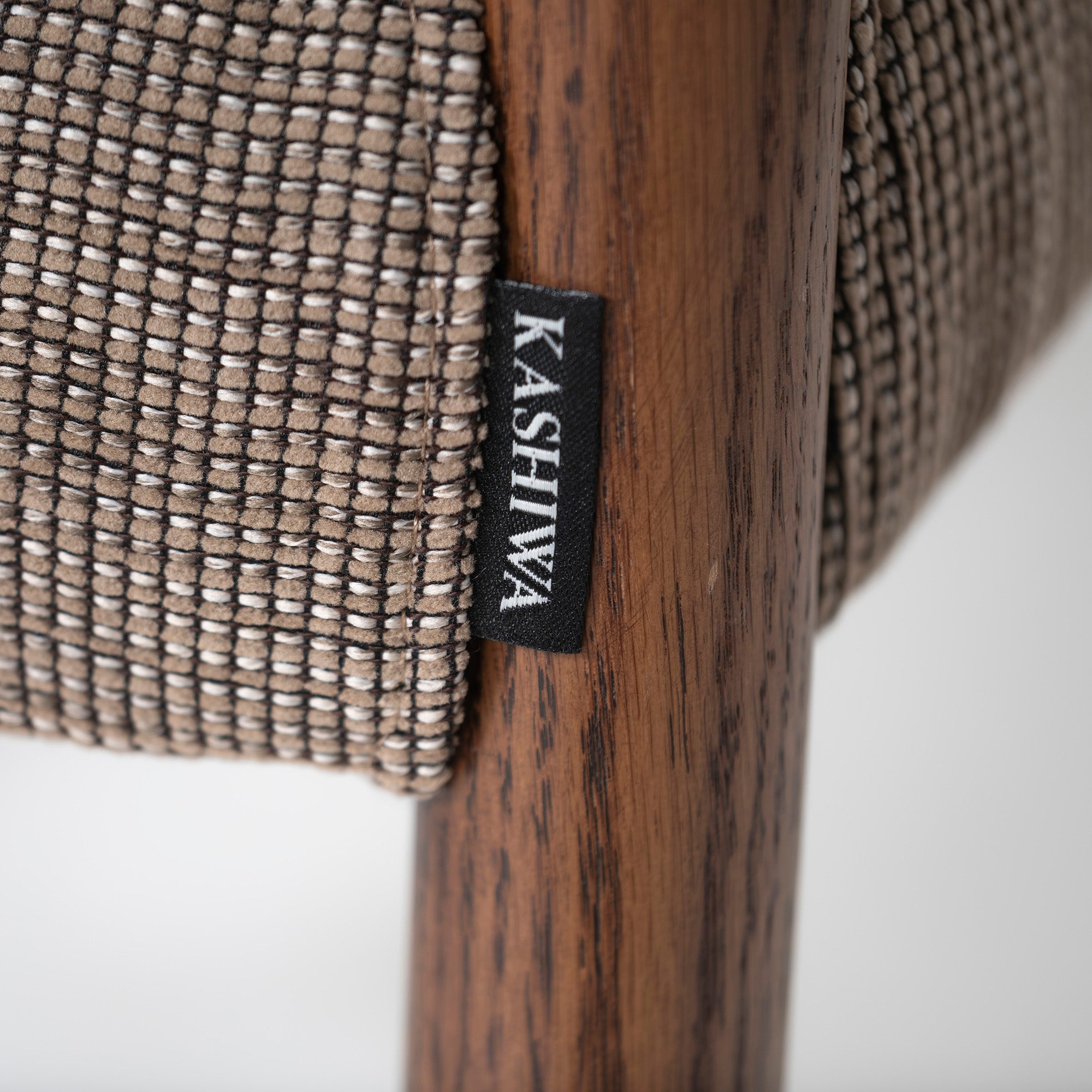 Set of 2 dining chairs by Kashiwa Mokko Rit, oak wood, covered, natural modern, Japanese modern, half arm chair