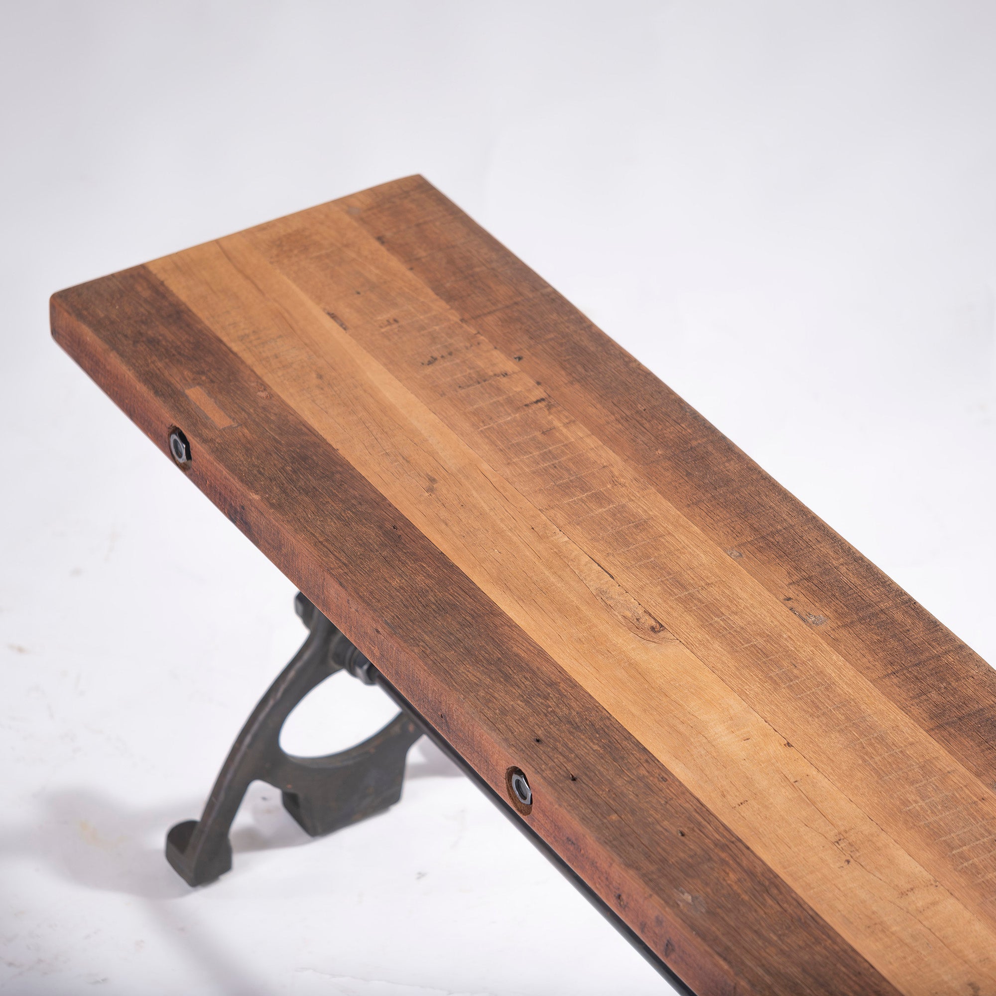 Dining bench CRASH GATE DISTRICT EIGHT Baton bench made of old pine wood and iron