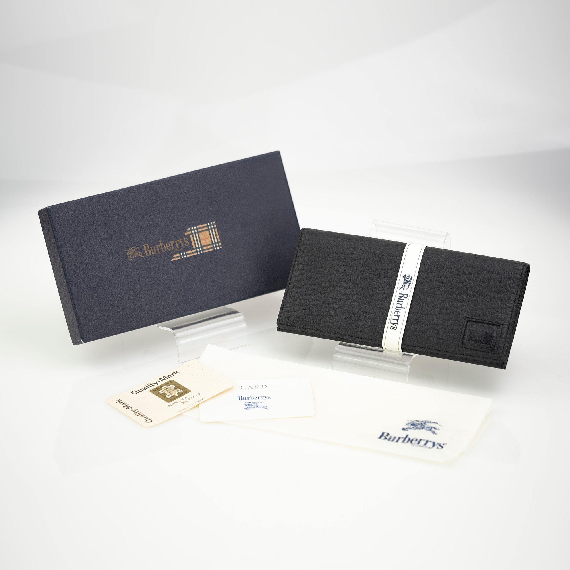 バーバリー オブ ロンドン BURBERRY OF LONDON 長財布 小銭入れなし レザー ブラック 美品